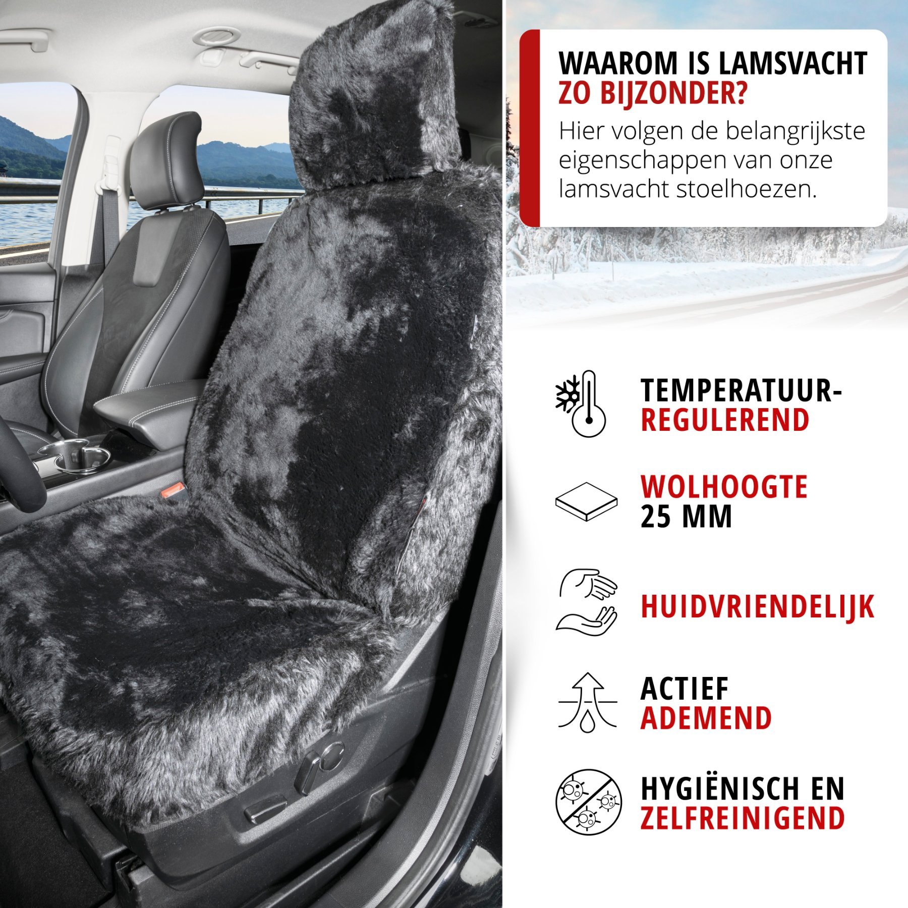 Autostoelhoes Lamsvel Maya zwart