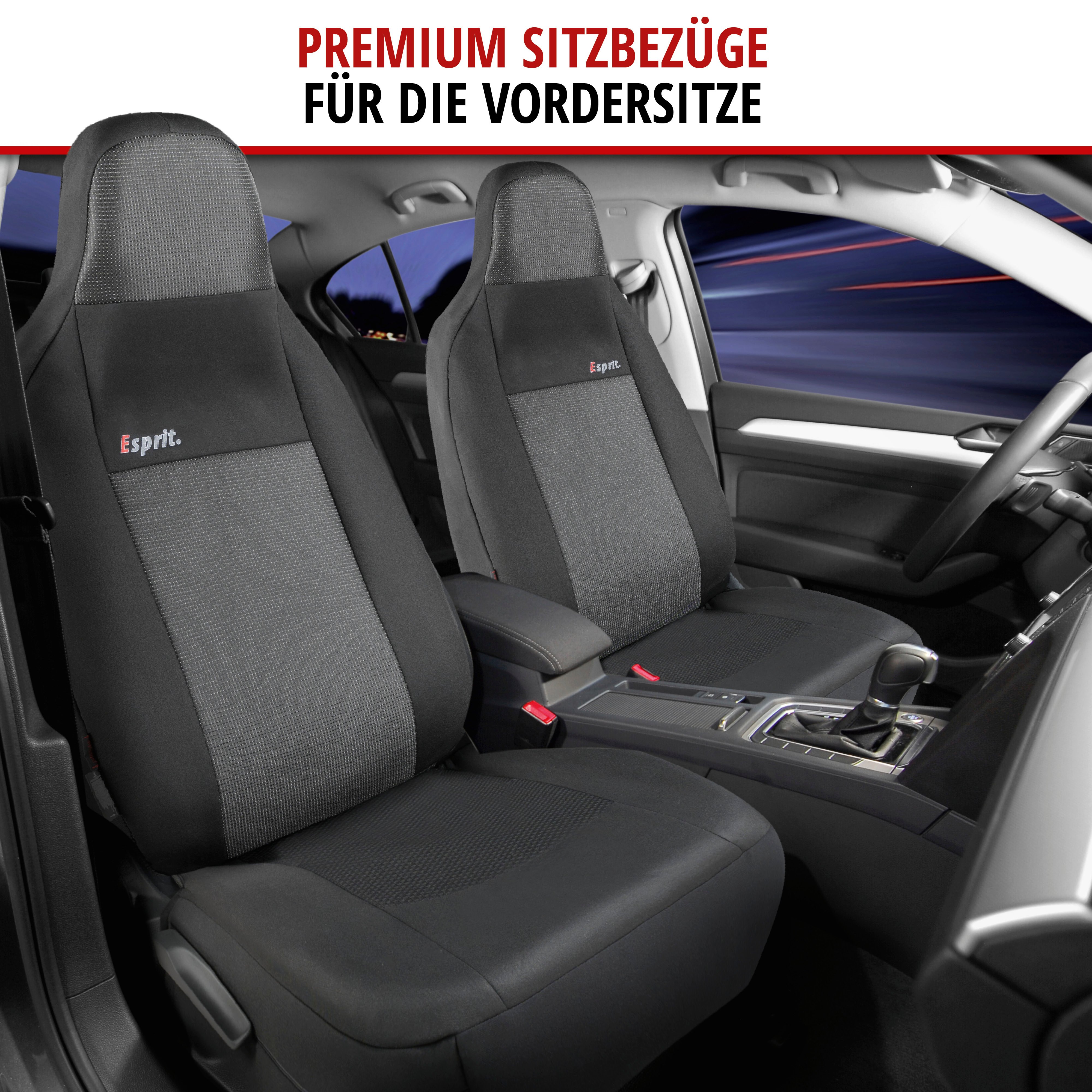 Autositzbezug ZIPP-IT Premium Esprit, PKW-Schonbezüge für 2 Vordersitze Highback mit Reißverschluss-System schwarz
