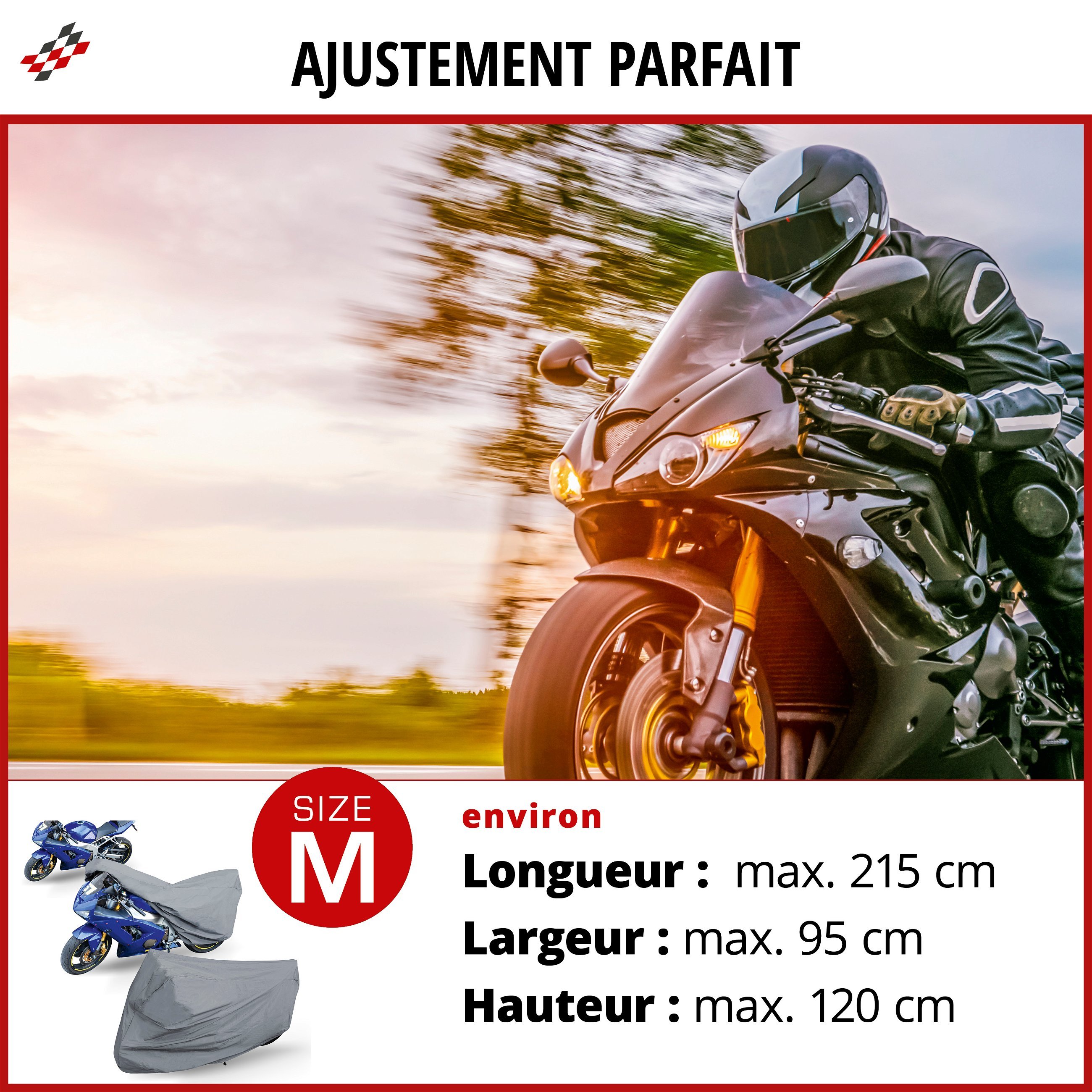 Garage pour motos Taille sport M PVC - 215 x 95 x 120 cm noir