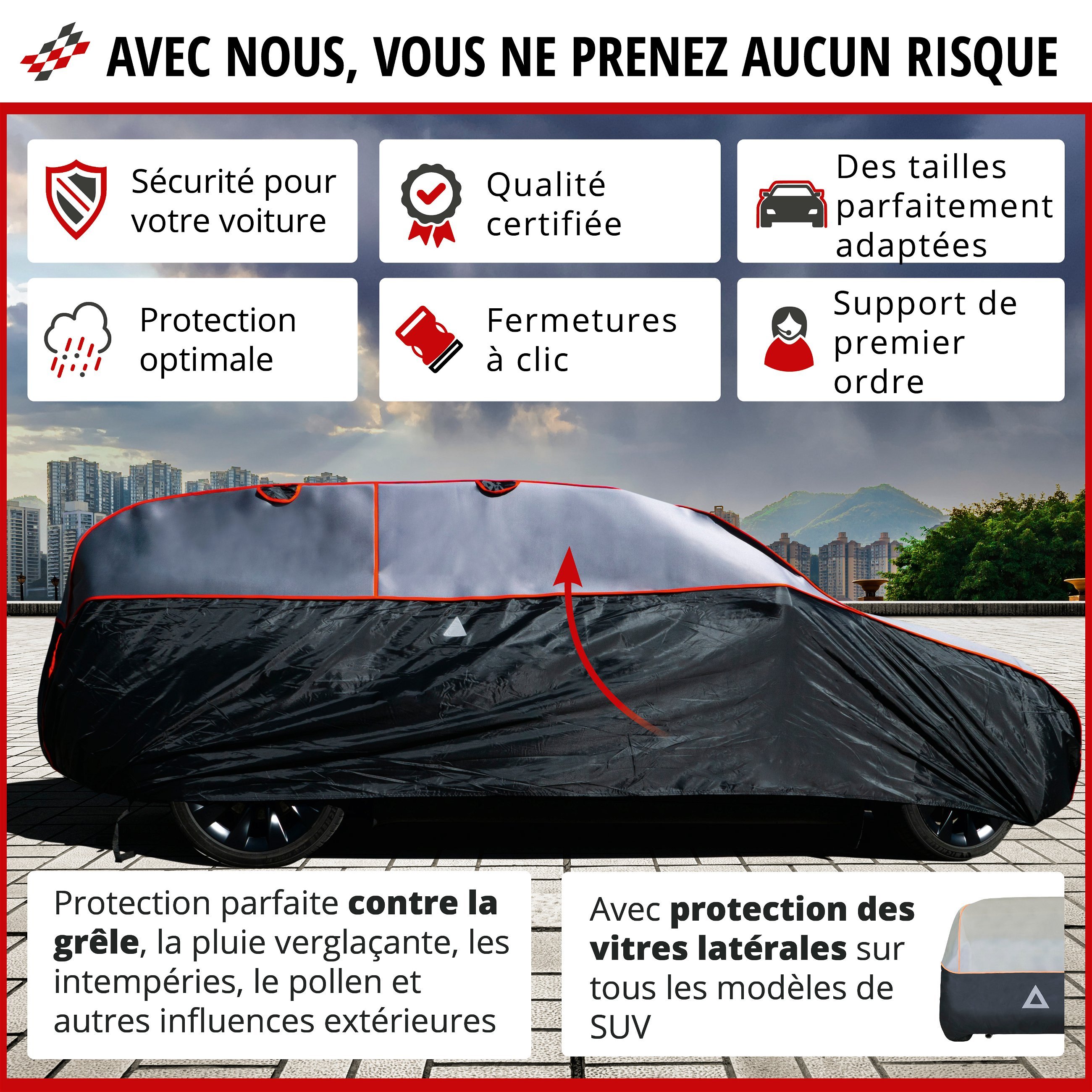 Housse de protection auto anti grêle SWISS DRIVE taille XL