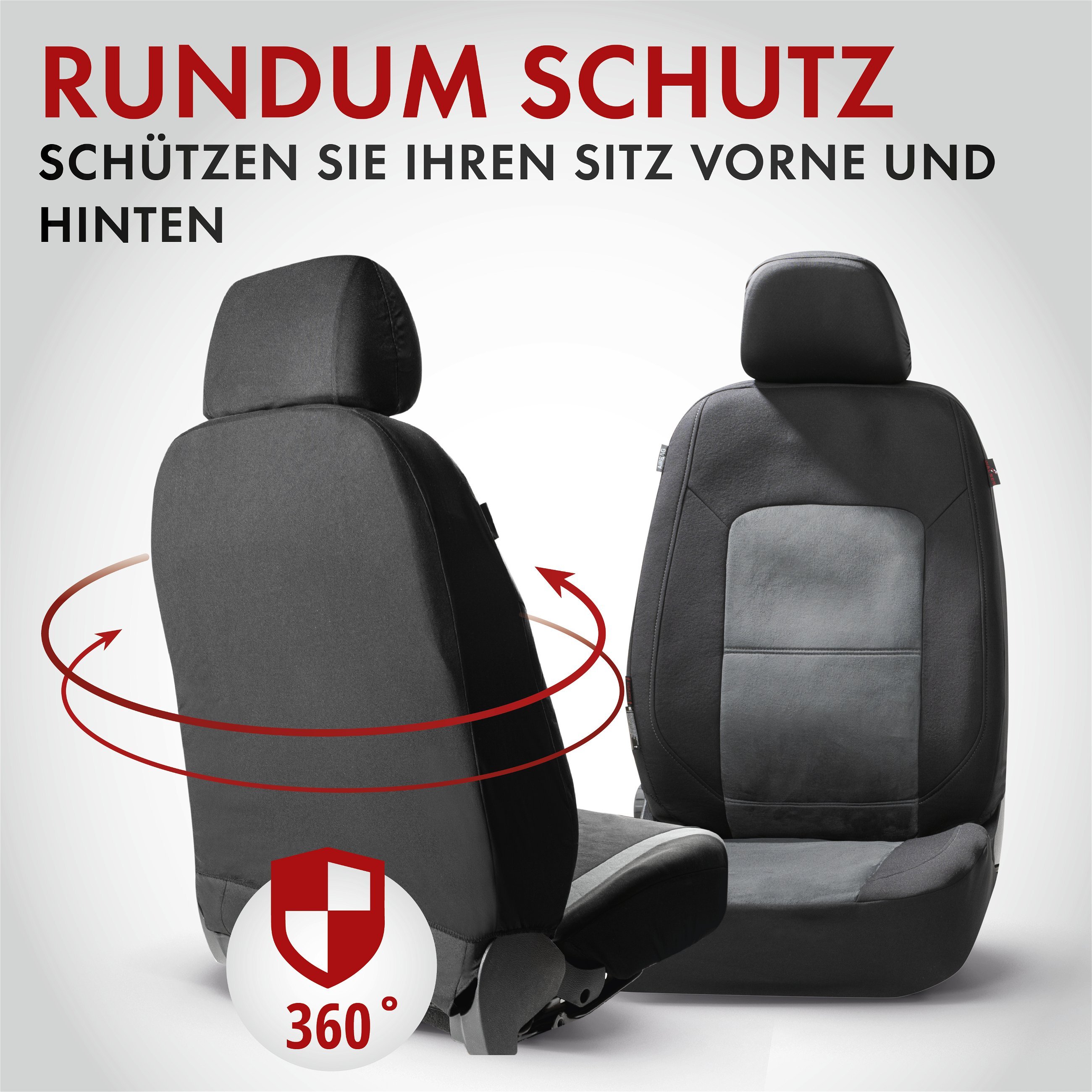 Autositzbezug ZIPP-IT Premium Ellington, PKW-Schonbezüge für 2 Vordersitze mit Reißverschluss-System schwarz/grau