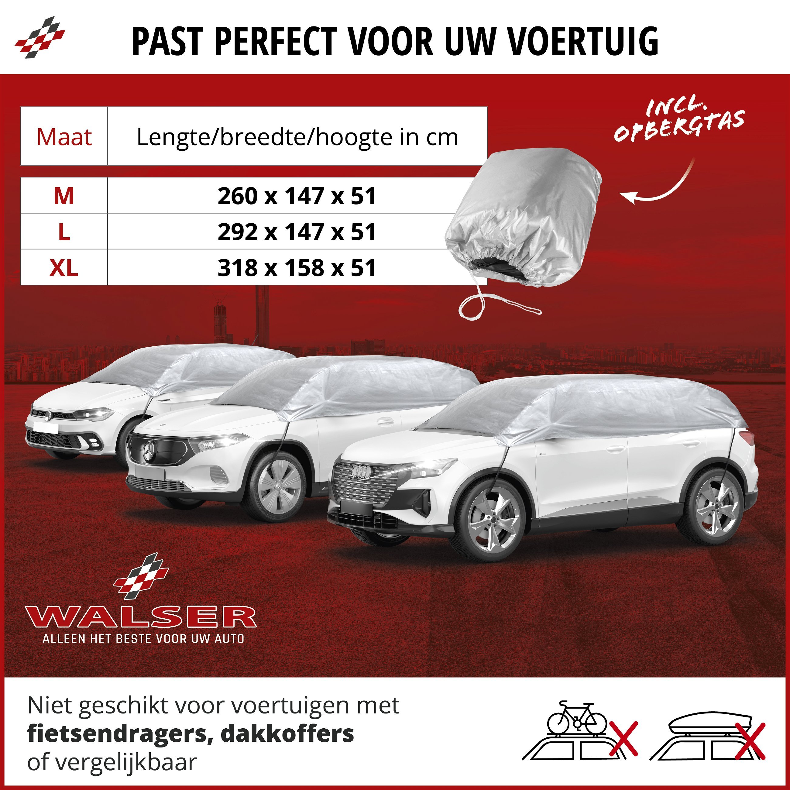 Dekzeil voor auto All Weather Basic, autozeil halve garage maat XL zilver