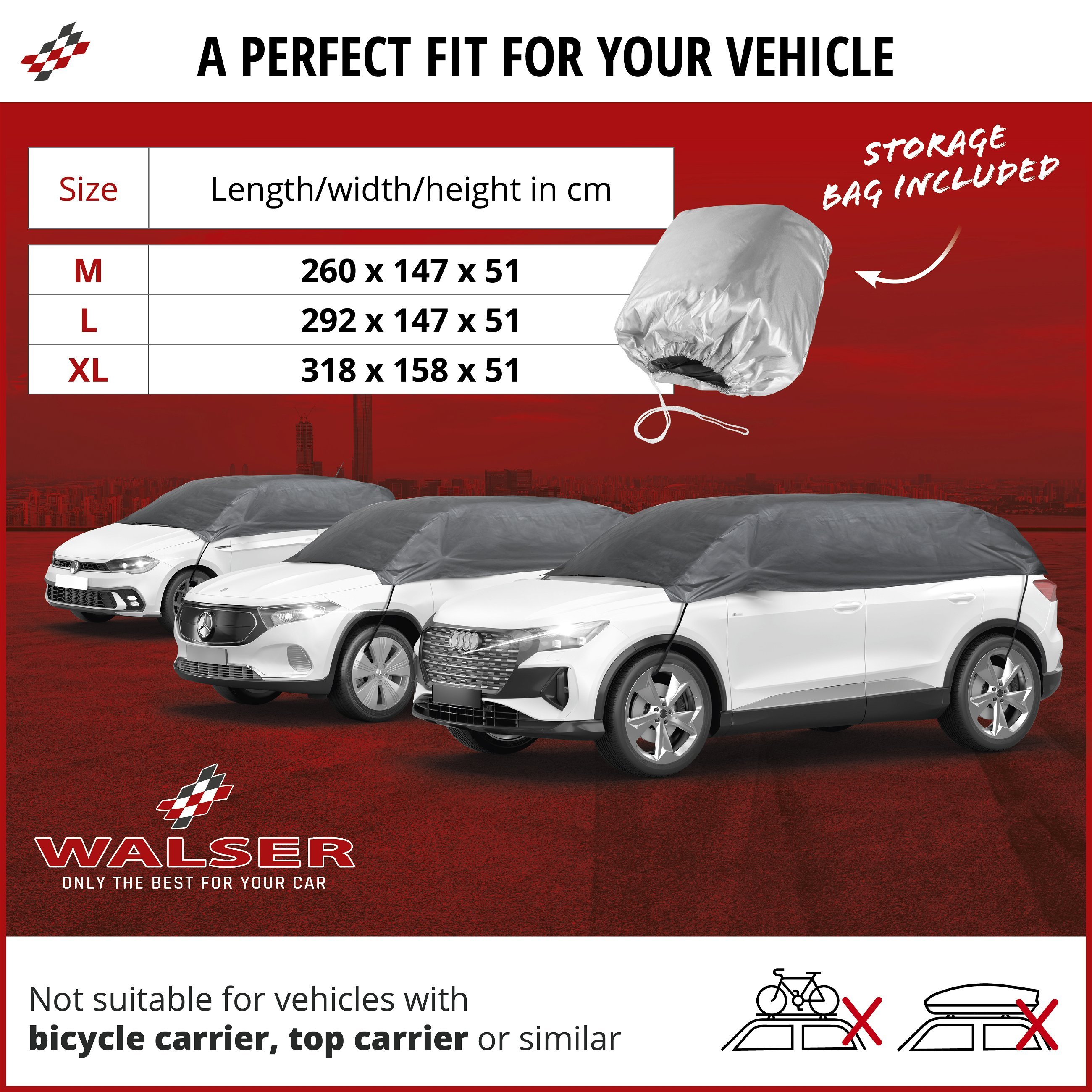 Car cover All Weather Basic, car cover half garage size L grey