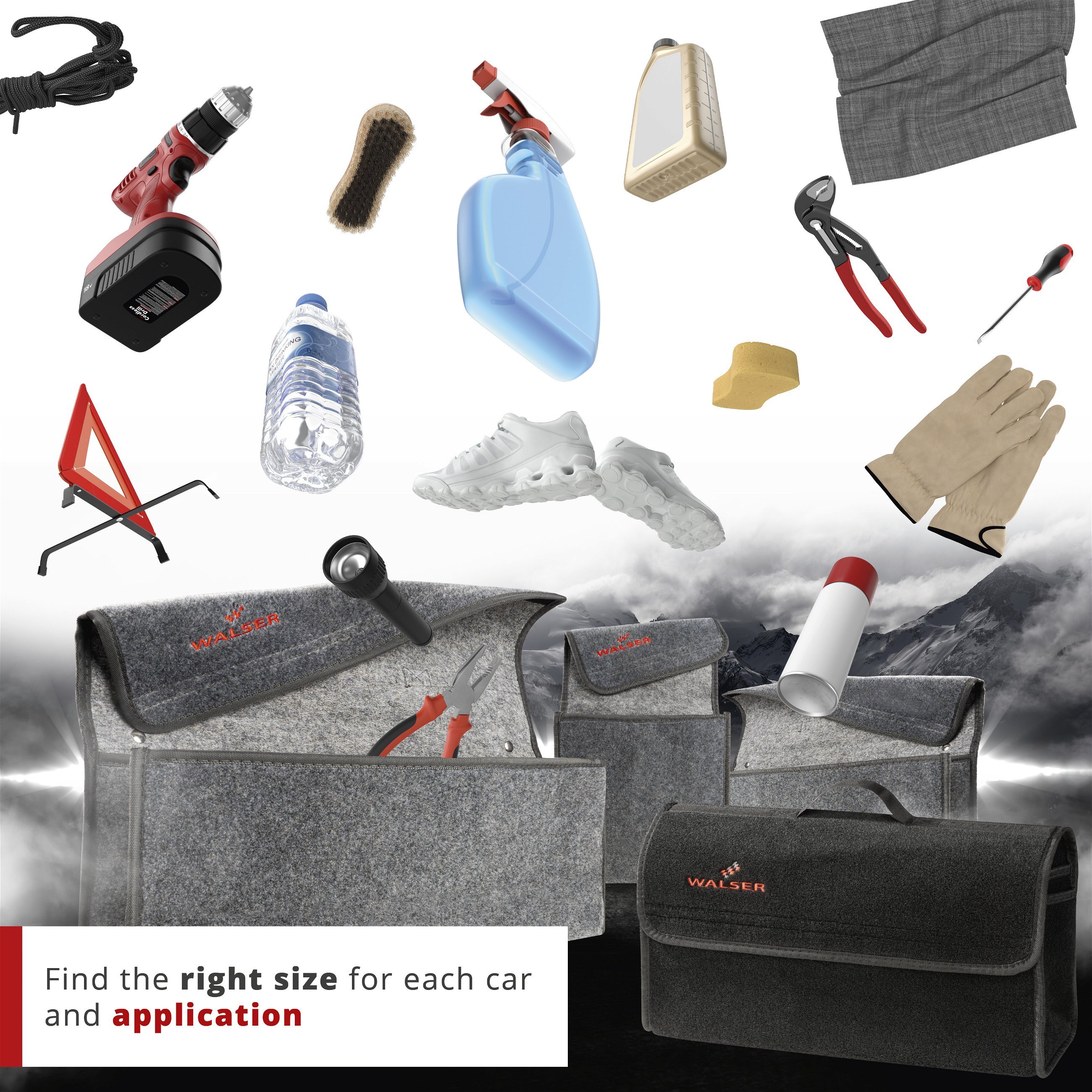 Car boot bag Toolbag size L, car storage bag black 50x16x21cm
