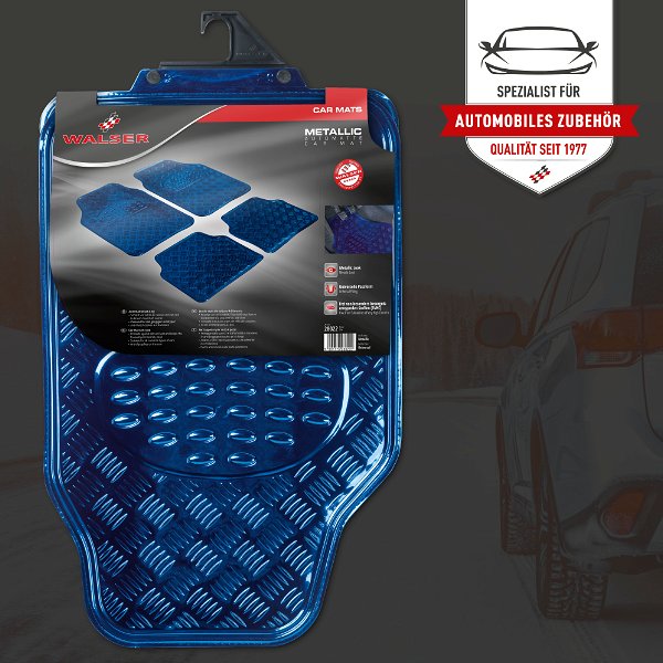 Car Rubber matss Metallic checker plate look blue maxi Universal