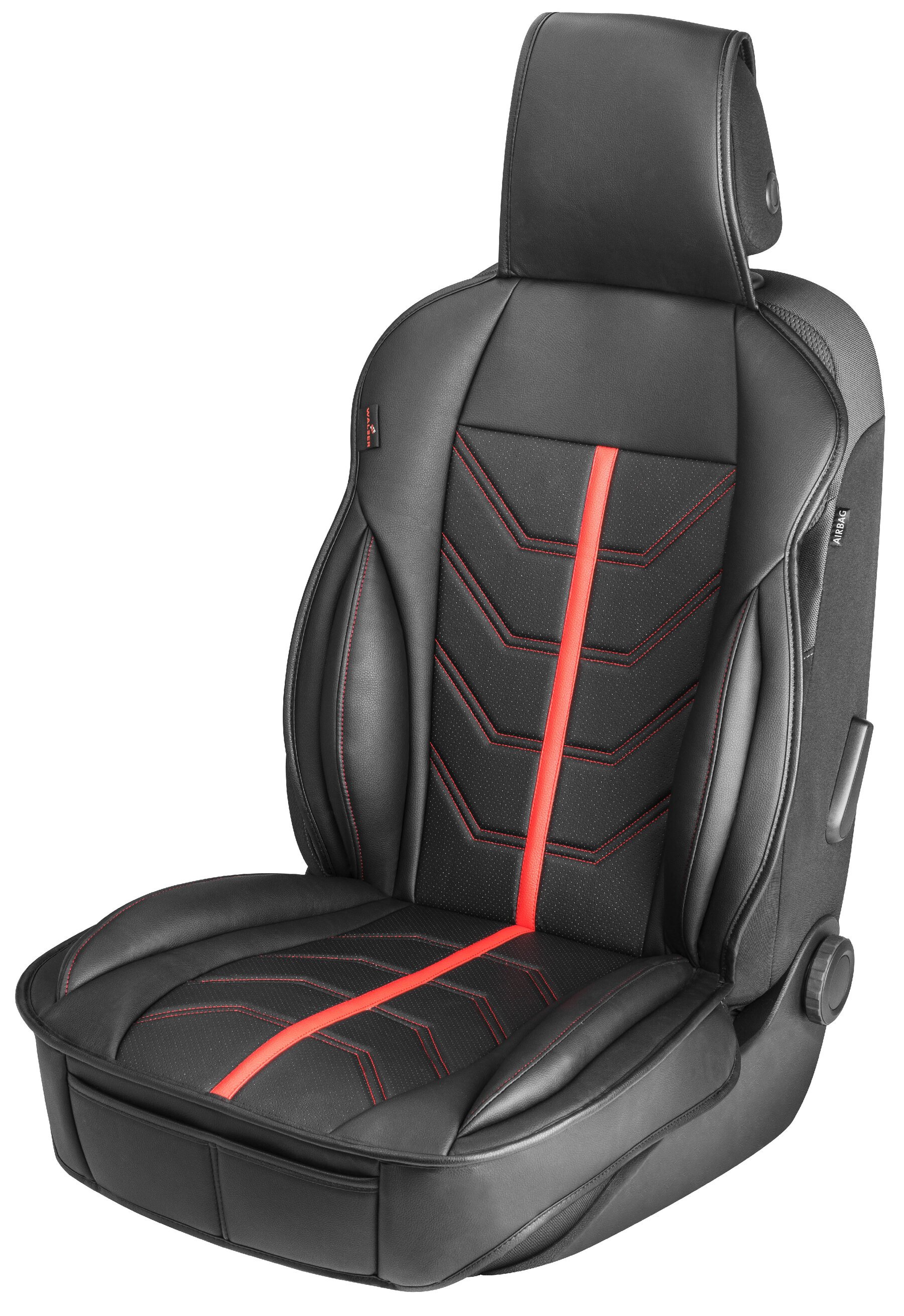 PKW Sitzauflage Kimi, Auto-Sitzaufleger im Rennsportdesign schwarz/rot