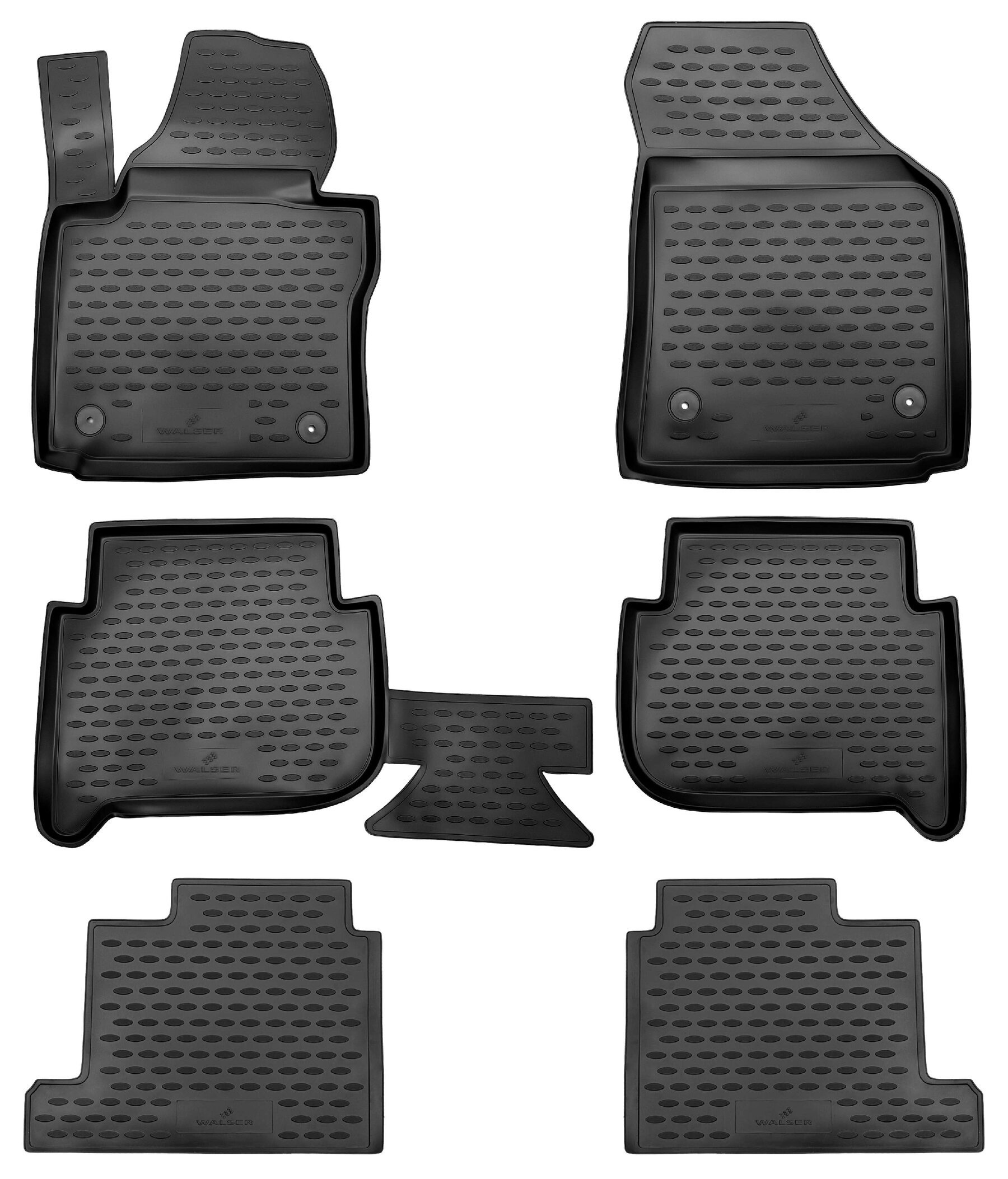 Tappetini in gomma per auto su misura XTR per VW Touran I, II, 7 posti, 2003 - 2015