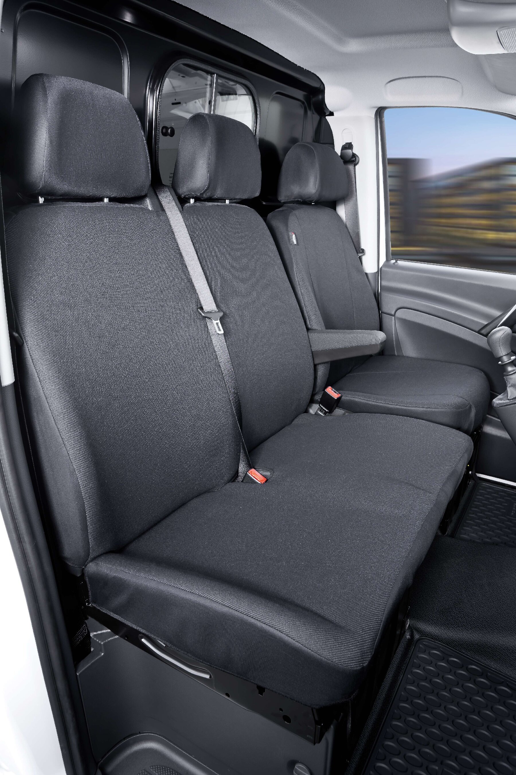 Autostoelhoes Transporter Fit van stof antraciet geschikt voor Mercedes-Benz Viano/Vito, Einzel- & Dubbele Bank