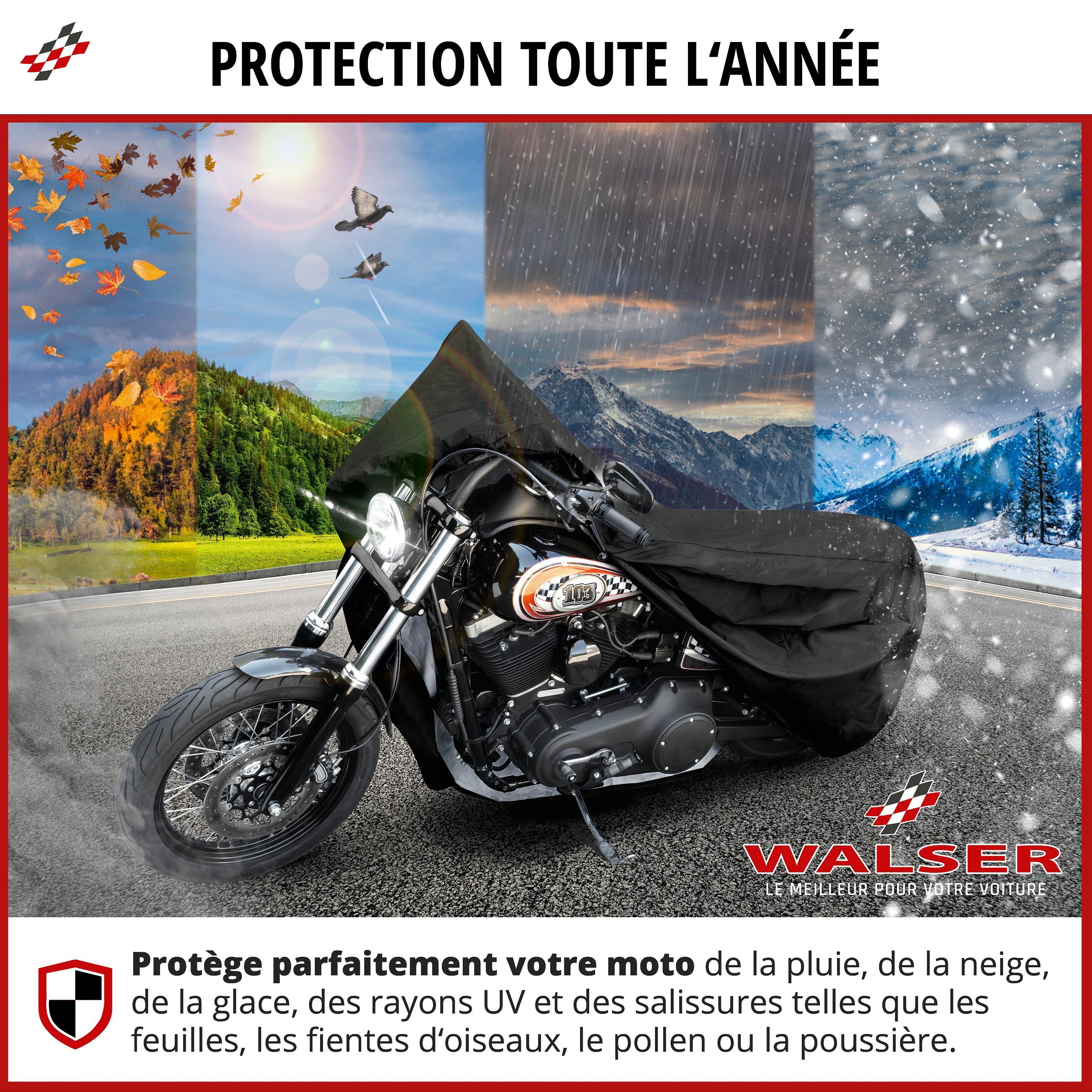 Garage à motos Chopper taille L PVC - 250 x 100 x 130 cm noir