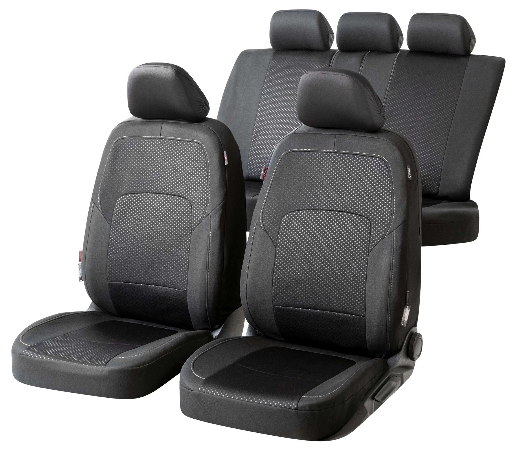 ZIPP IT Premium Car seat covers Logan complete set with zip-system black/silver