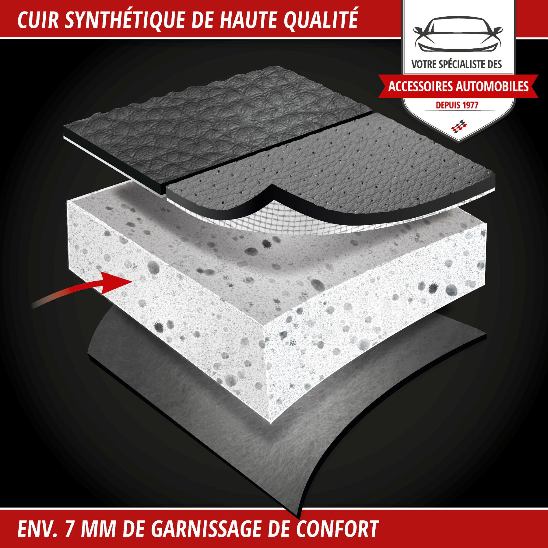 Couvre-siège auto Rey noir-gris