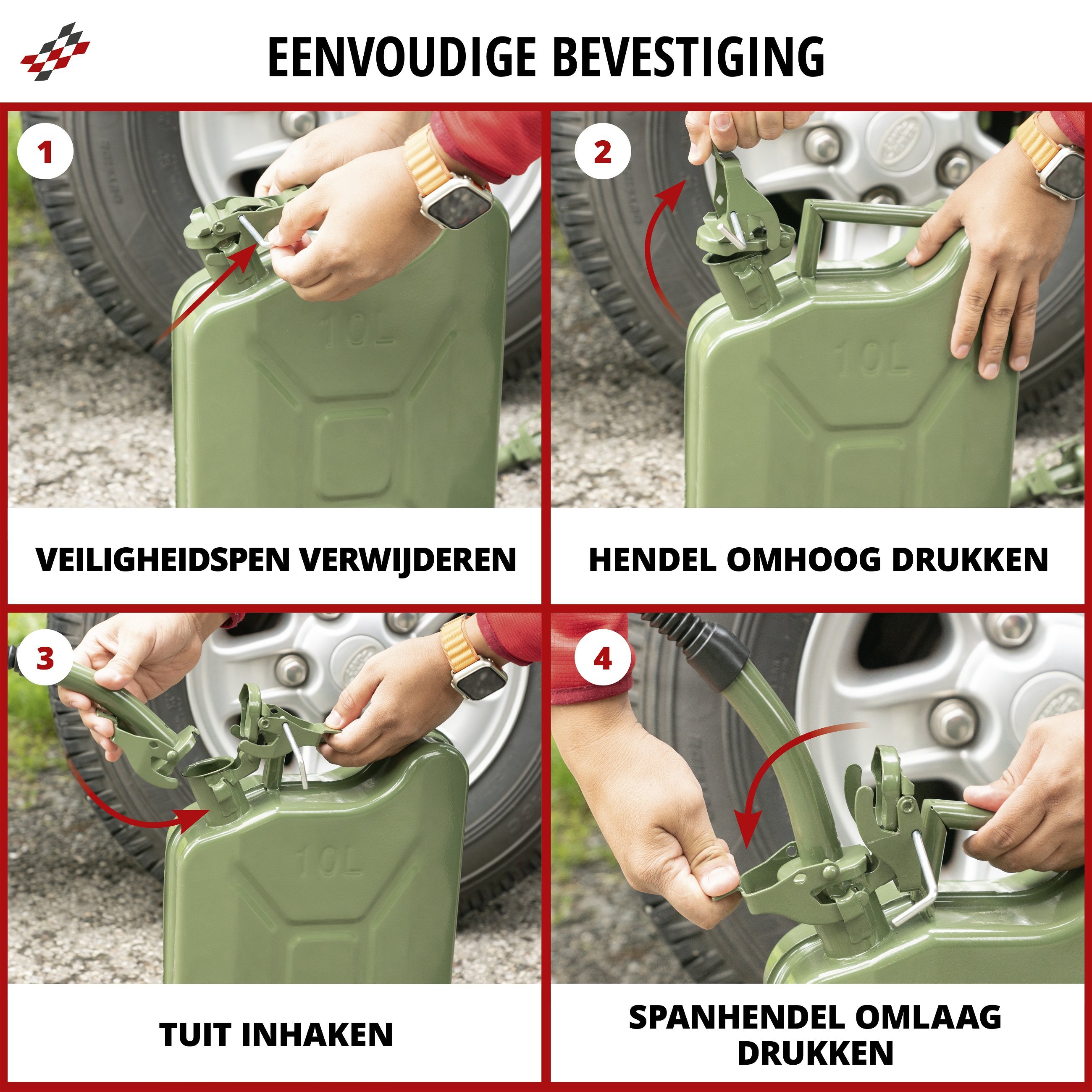 Schenktuit benzineblik, schenktuit voor jerrycan olijfgroen 25 cm