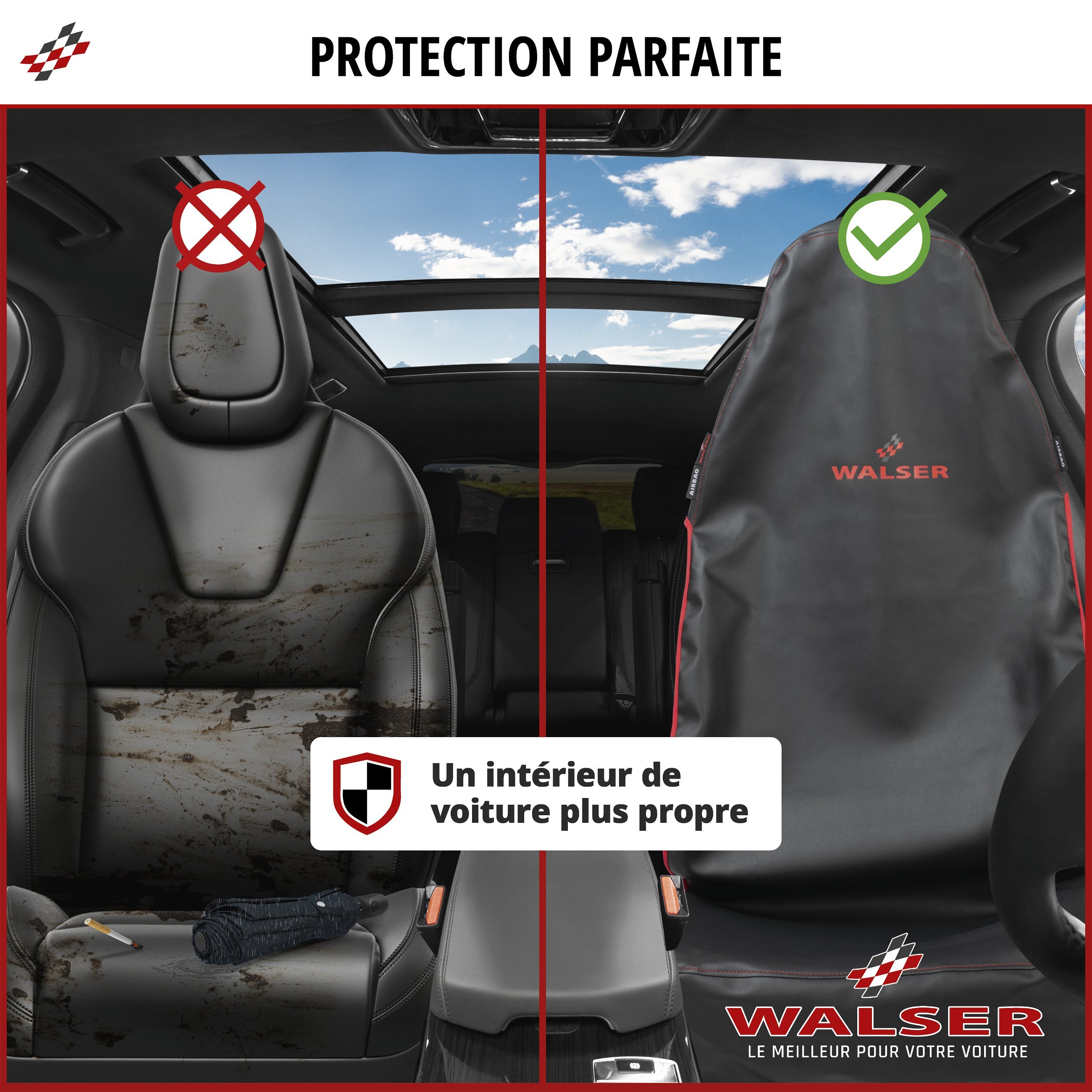 Housse de protection pour siège de voiture Guardian, Protection de siège de voiture noir/rouge