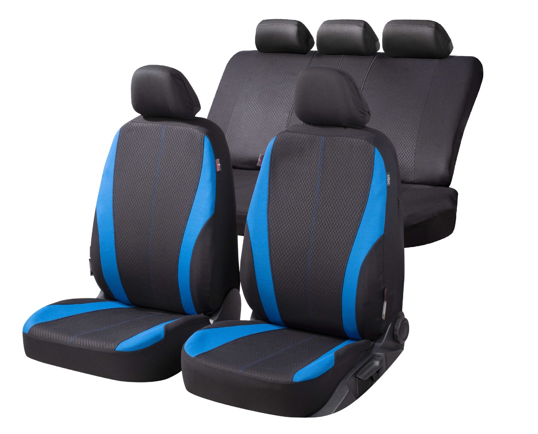 ZIPP IT Car seat covers Dundee complete set with zip-system black/blue