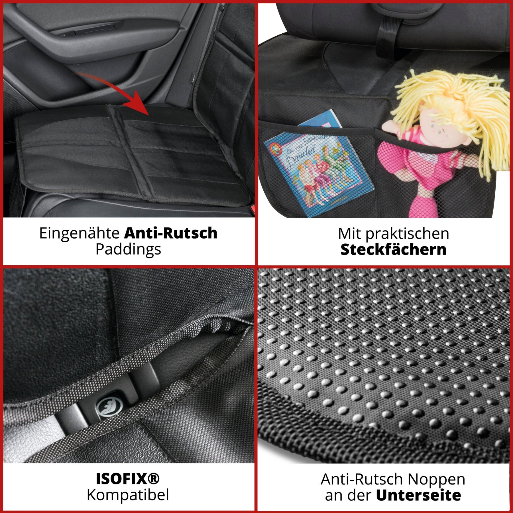 Kindersitzunterlage George Premium, Auto-Schutzunterlage, Sitzschoner Kindersitz schwarz
