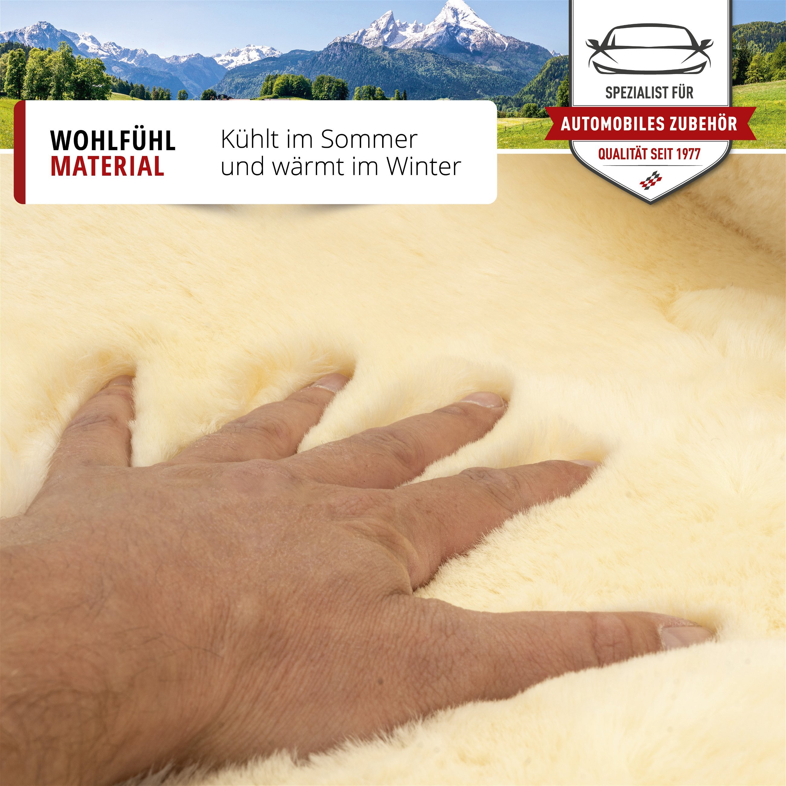Nackenstütze Mila aus Lammfell, Nackenkissen-Auto, Lammfell-Reisekissen beige
