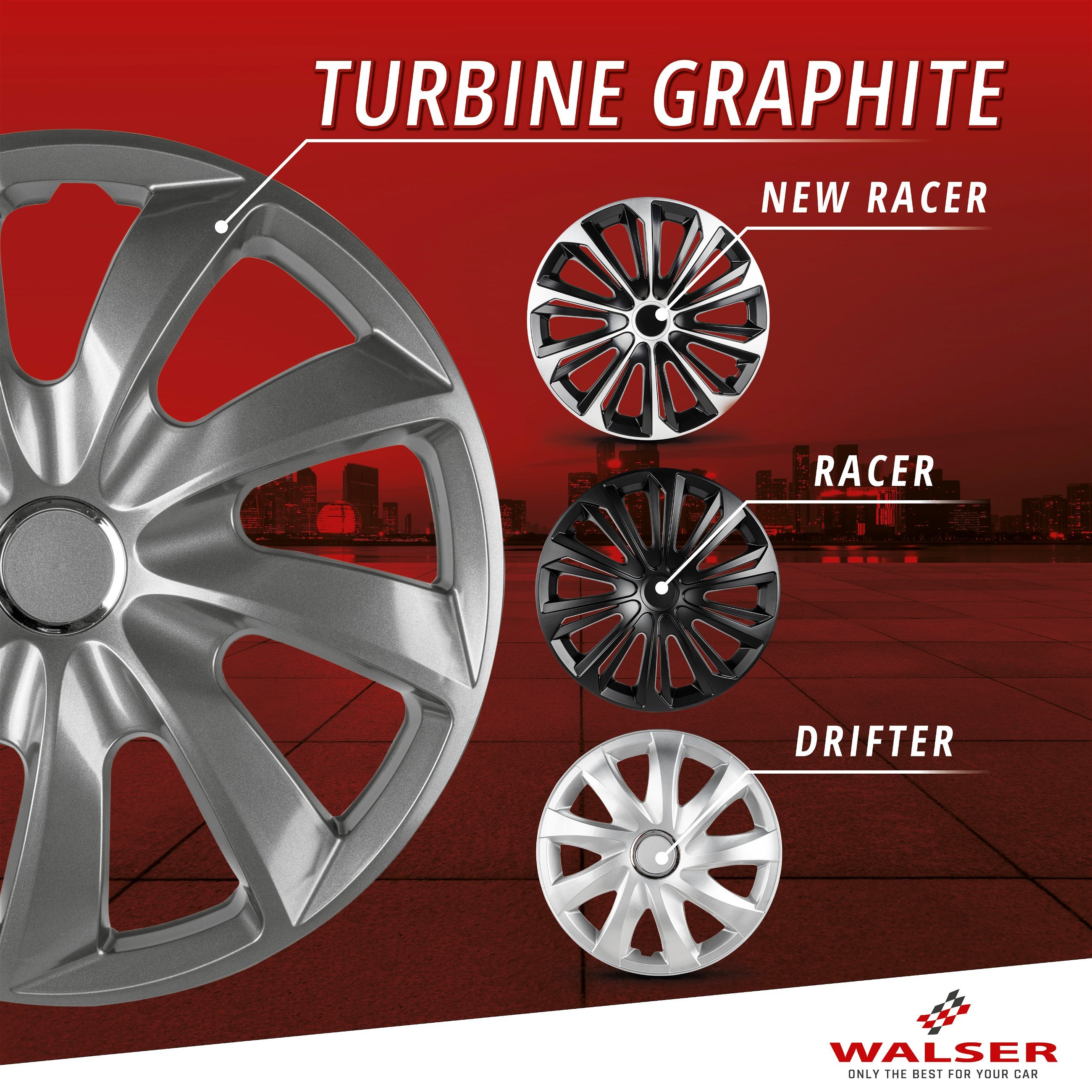 Wheel covers Turbine 16", 4 piece graphite