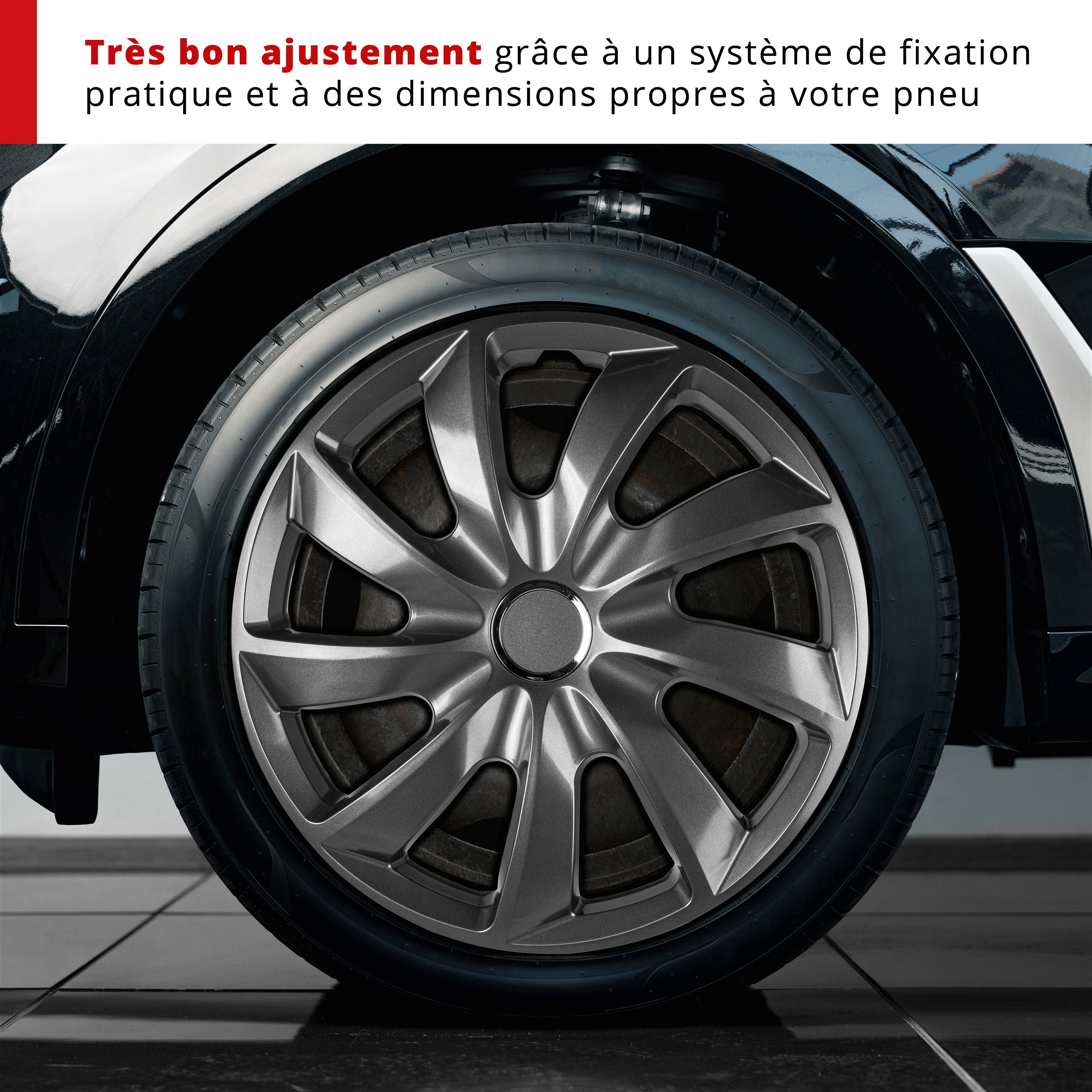 Enjoliveurs Turbine 16", 4 pièce graphite