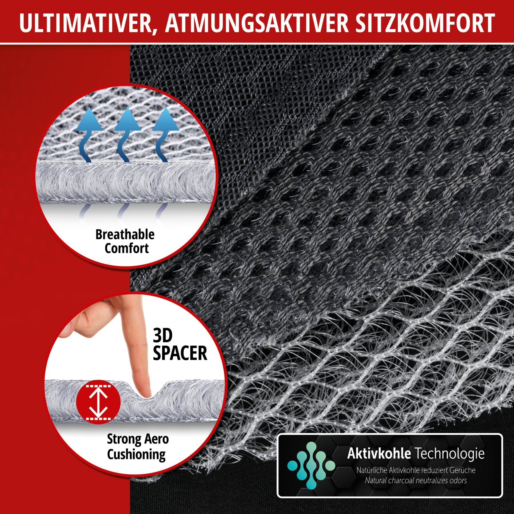 PKW Sitzauflage Aero-Spacer, Auto-Sitzaufleger schwarz