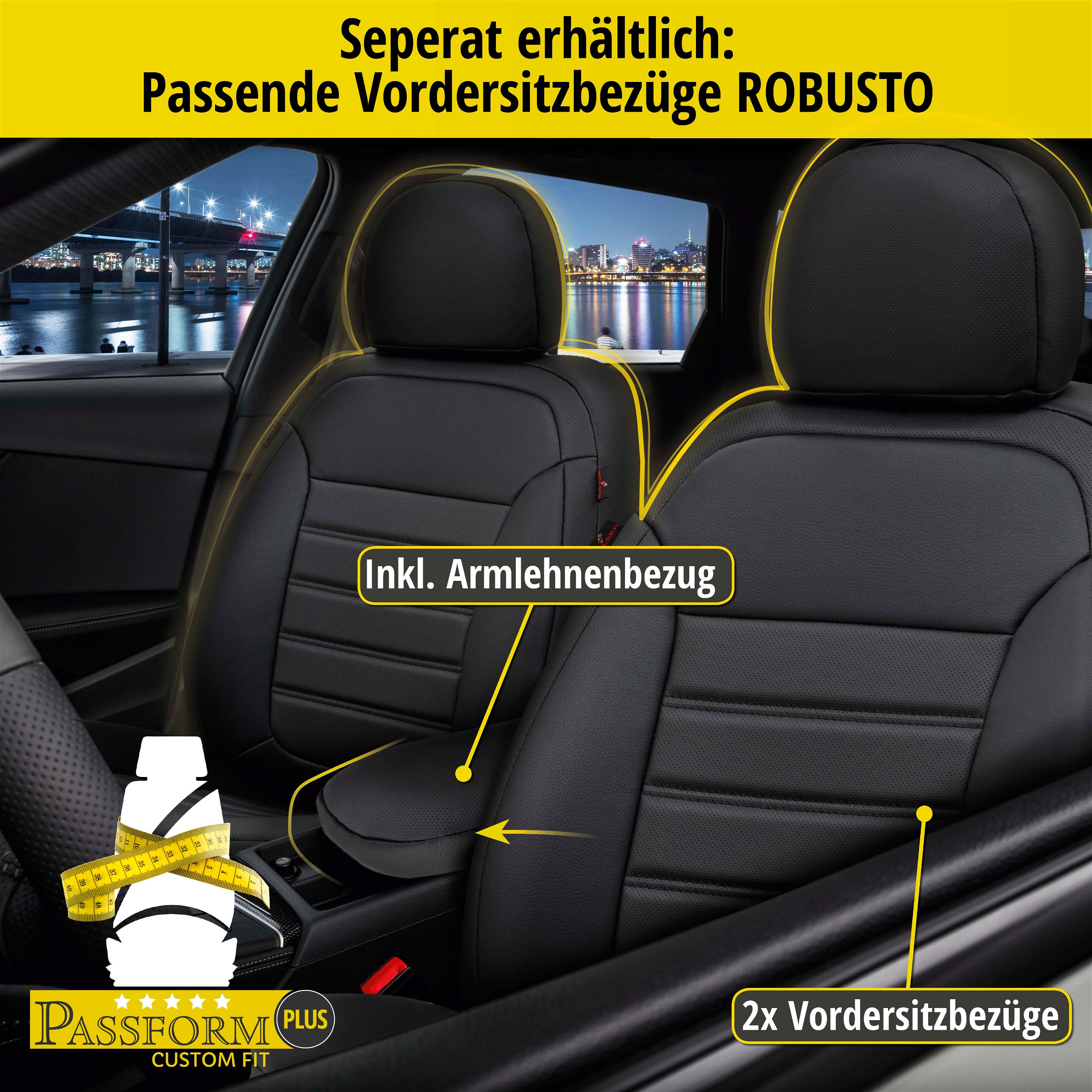 Passform Sitzbezug Robusto für Fiat 500 (312) 07/2007-Heute, 1 Rücksitzbankbezug für Normalsitze