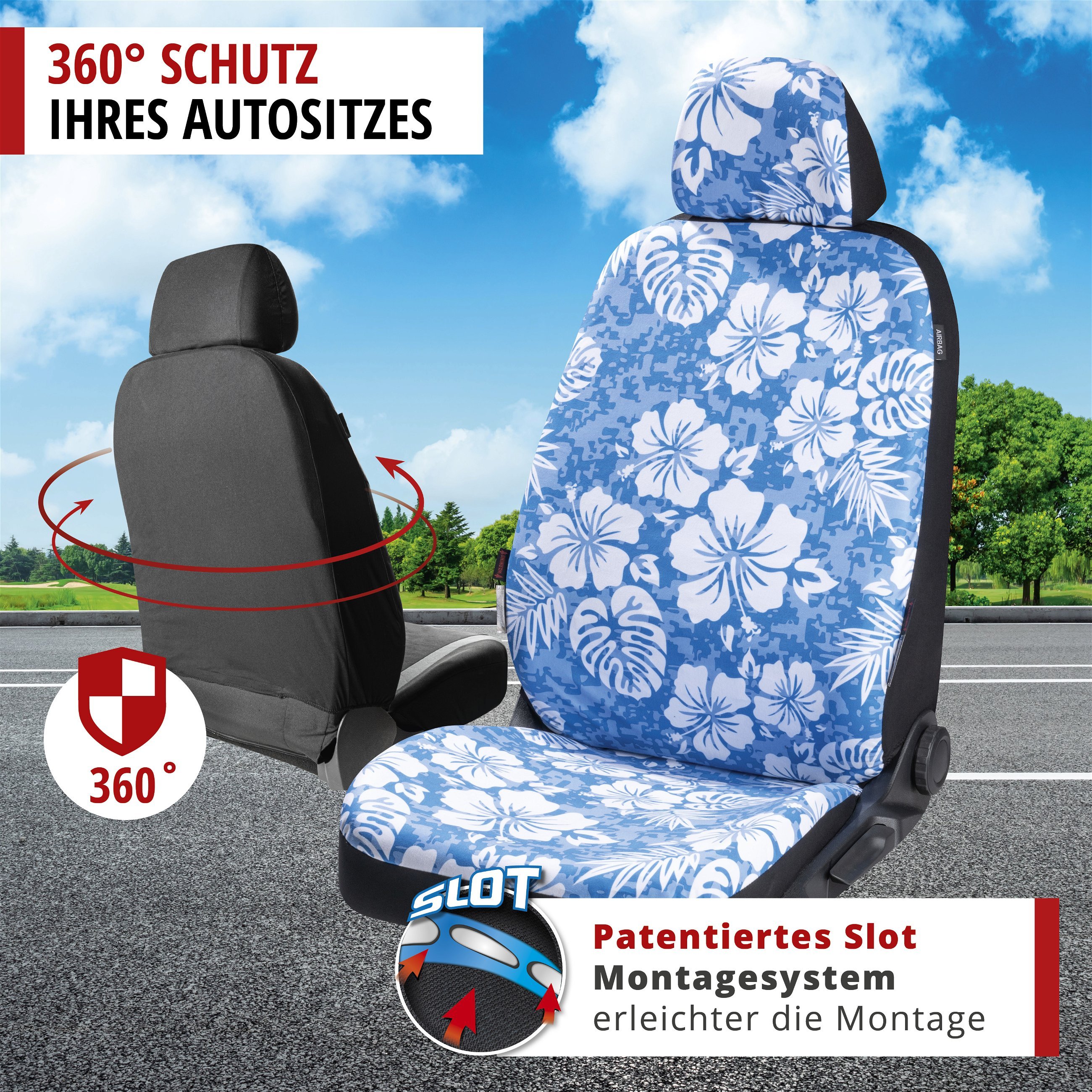 Autositzbezug Tropical Hawaii, PKW-Schonbezug Einzelsitz Tropical-Design, Stoff Sitzbezüge, Sitzbezüge und Sitzauflagen für PKWs, Autositzbezüge &  Auflagen