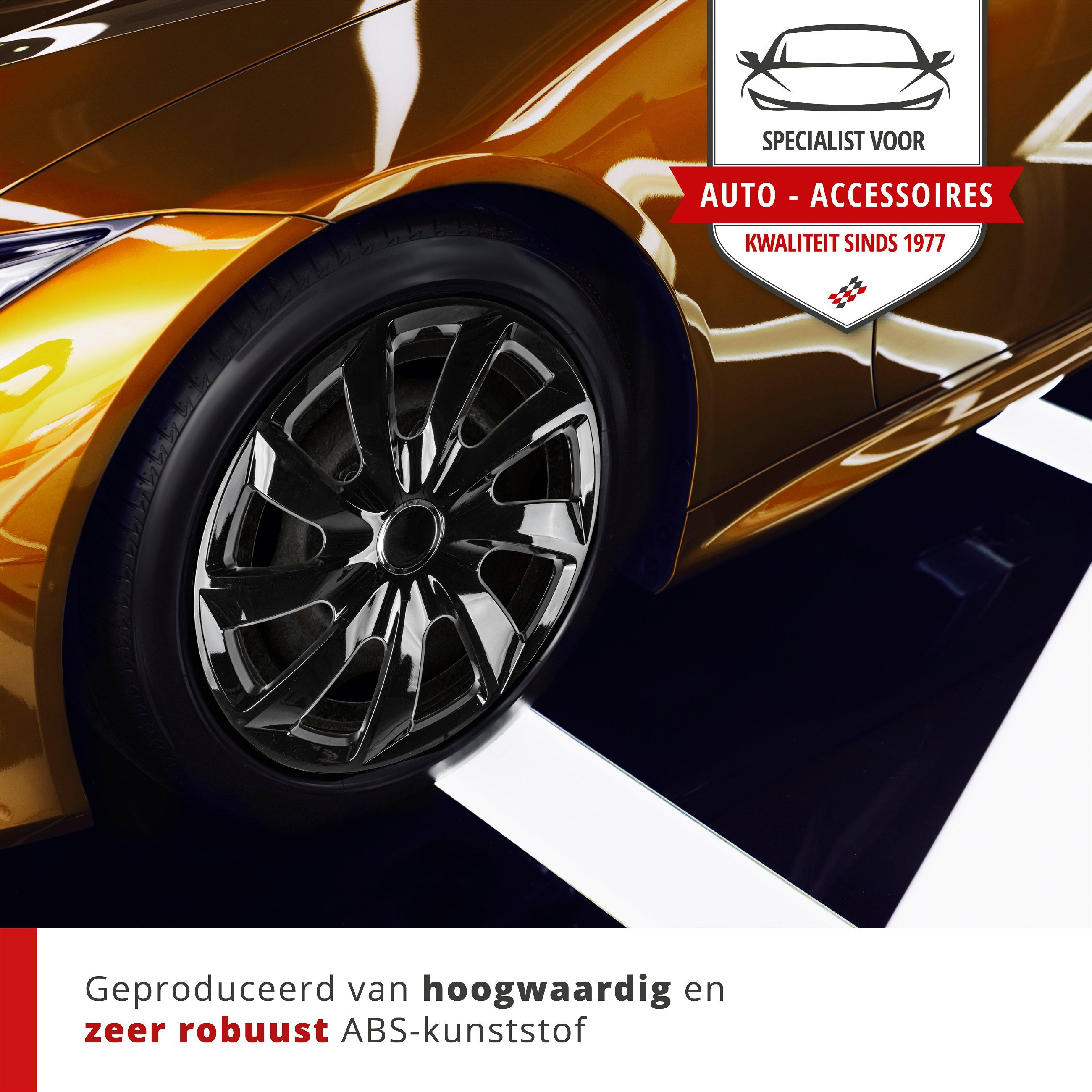 Wieldoppen Turbine 15 inch, set van 4 zwart
