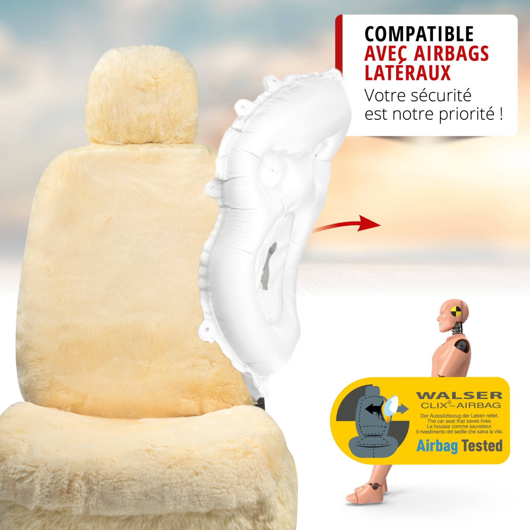 Housse de sièges Maya agneau beige