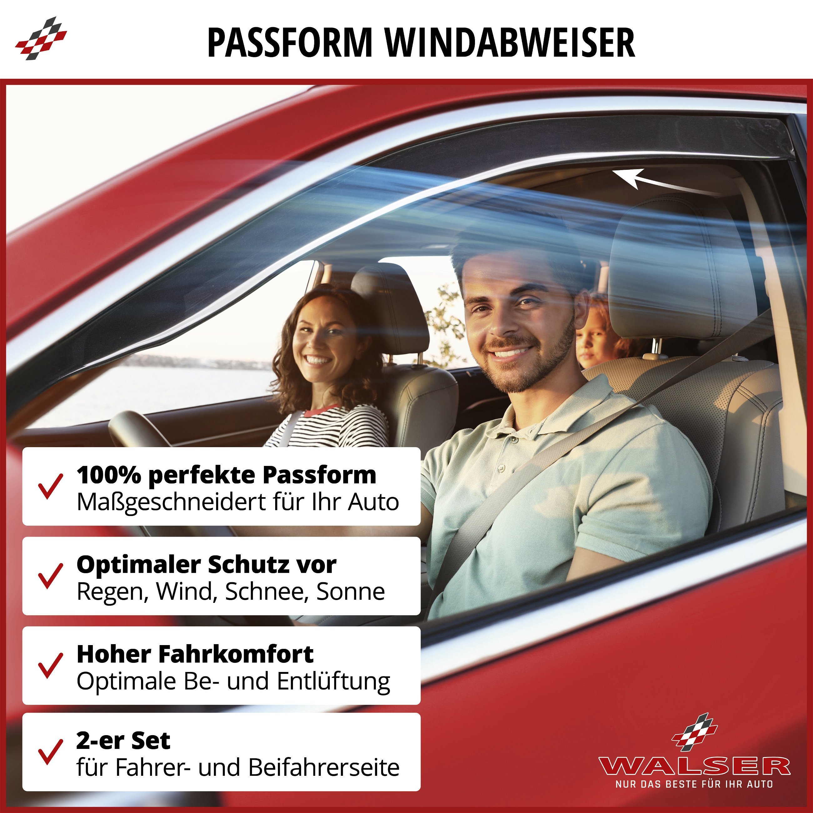 Windabweiser für VW T-Cross 12/2018-Heute, Passform Windabweiser Set für Fahrer- und Beifahrerseite, 2 Stück