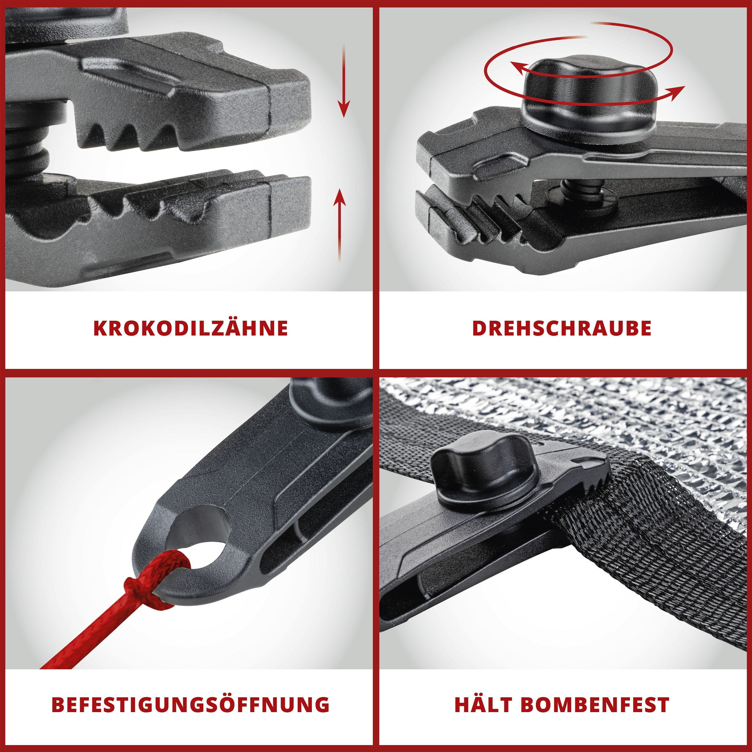 Schraubhalterung Fix It, Befestigungsklammern für Planen und Zelte, Schraubklammern 6 Stück