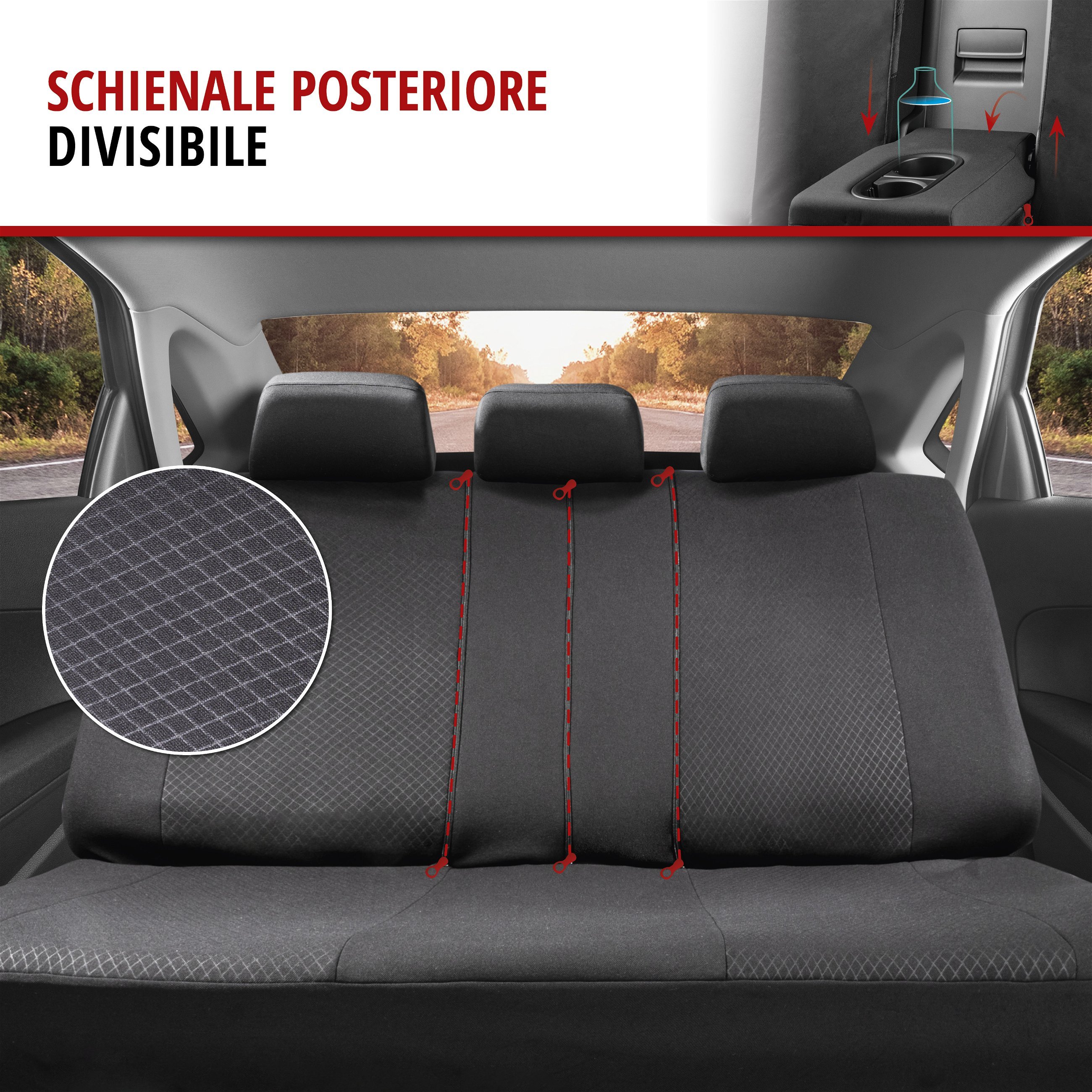 ZIPP IT Coprisedili Dundee set completo con sistema di chiusura lampo nero/grigio
