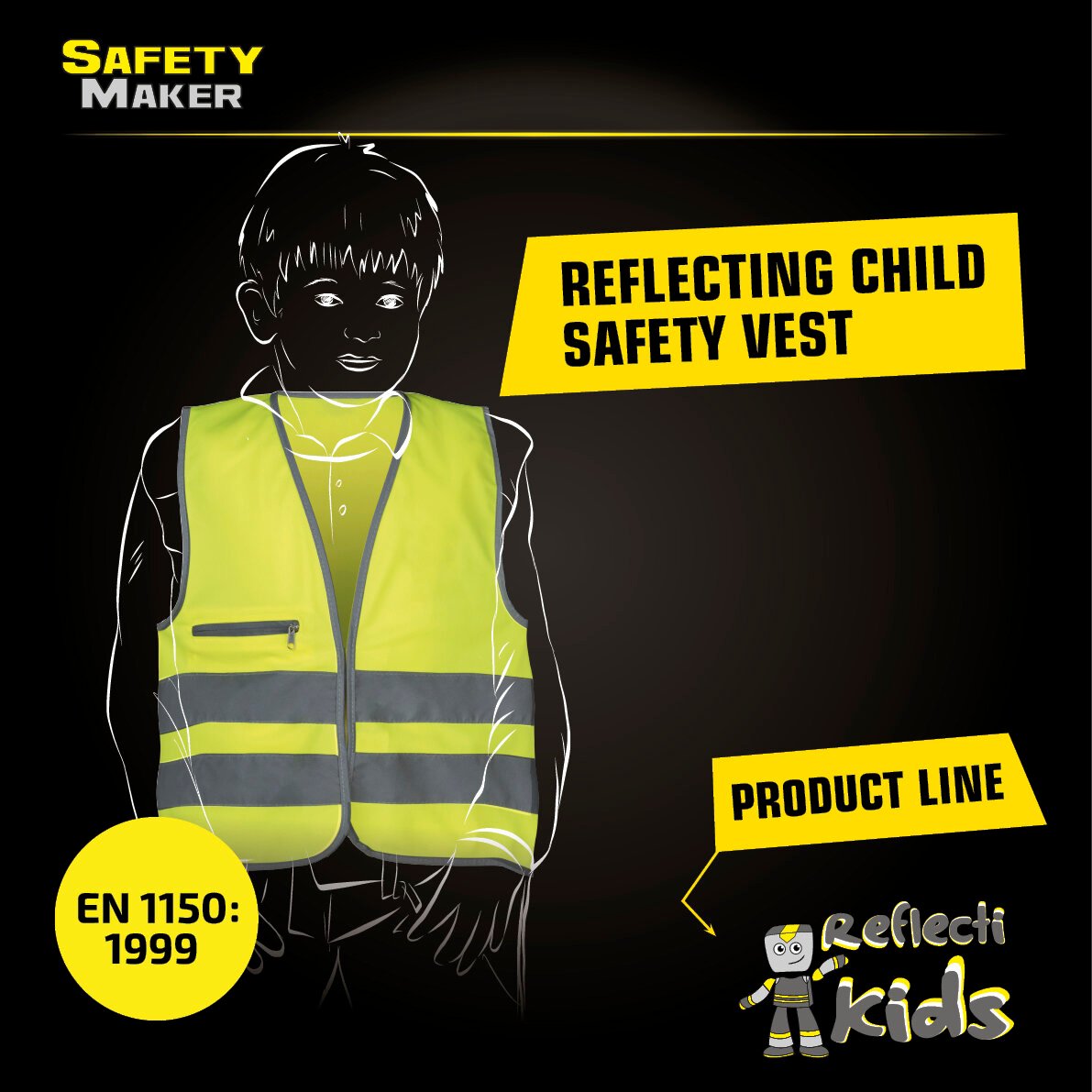 Safety vest 7-14 years yellow