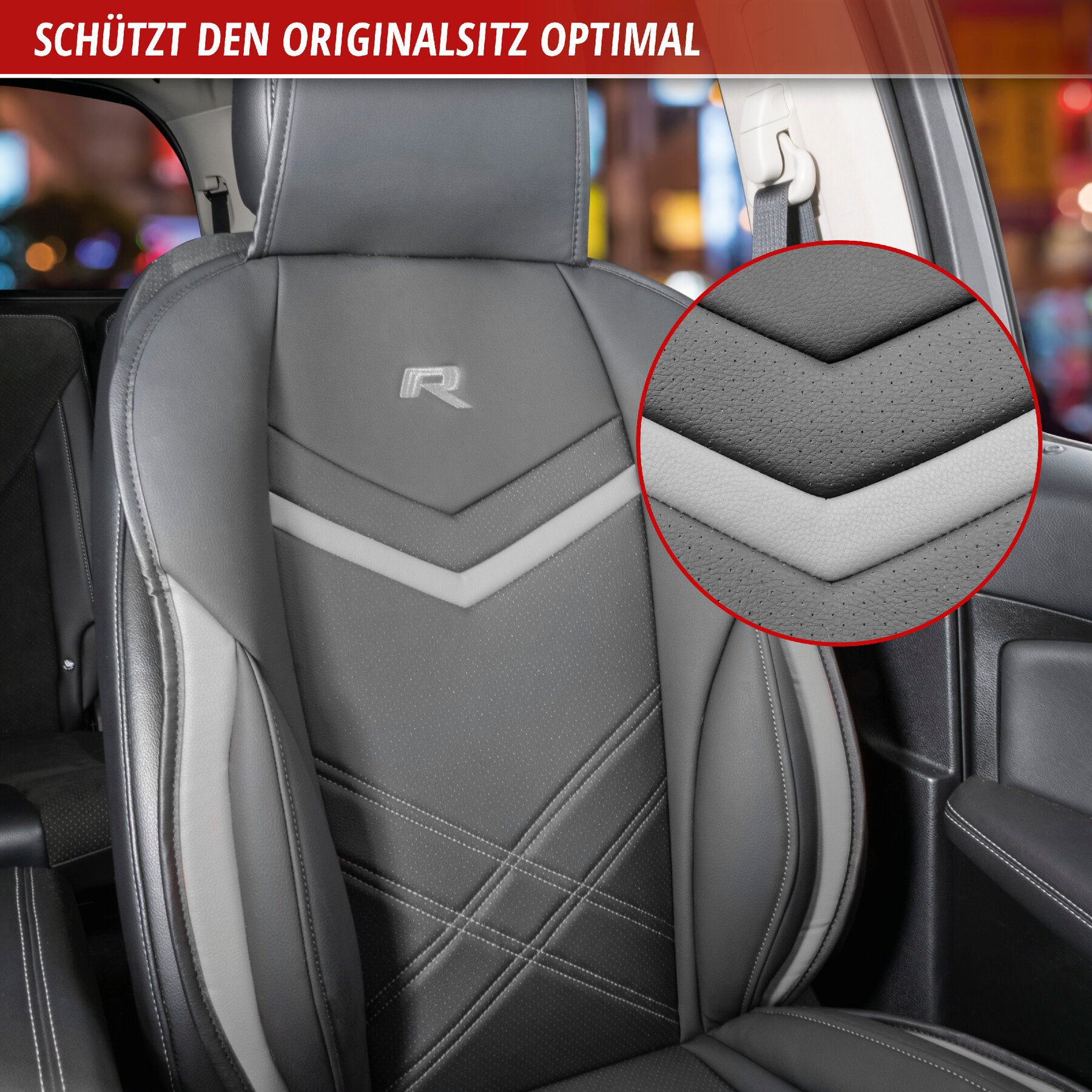 PKW Sitzauflage Rey, Auto-Sitzaufleger schwarz-grau