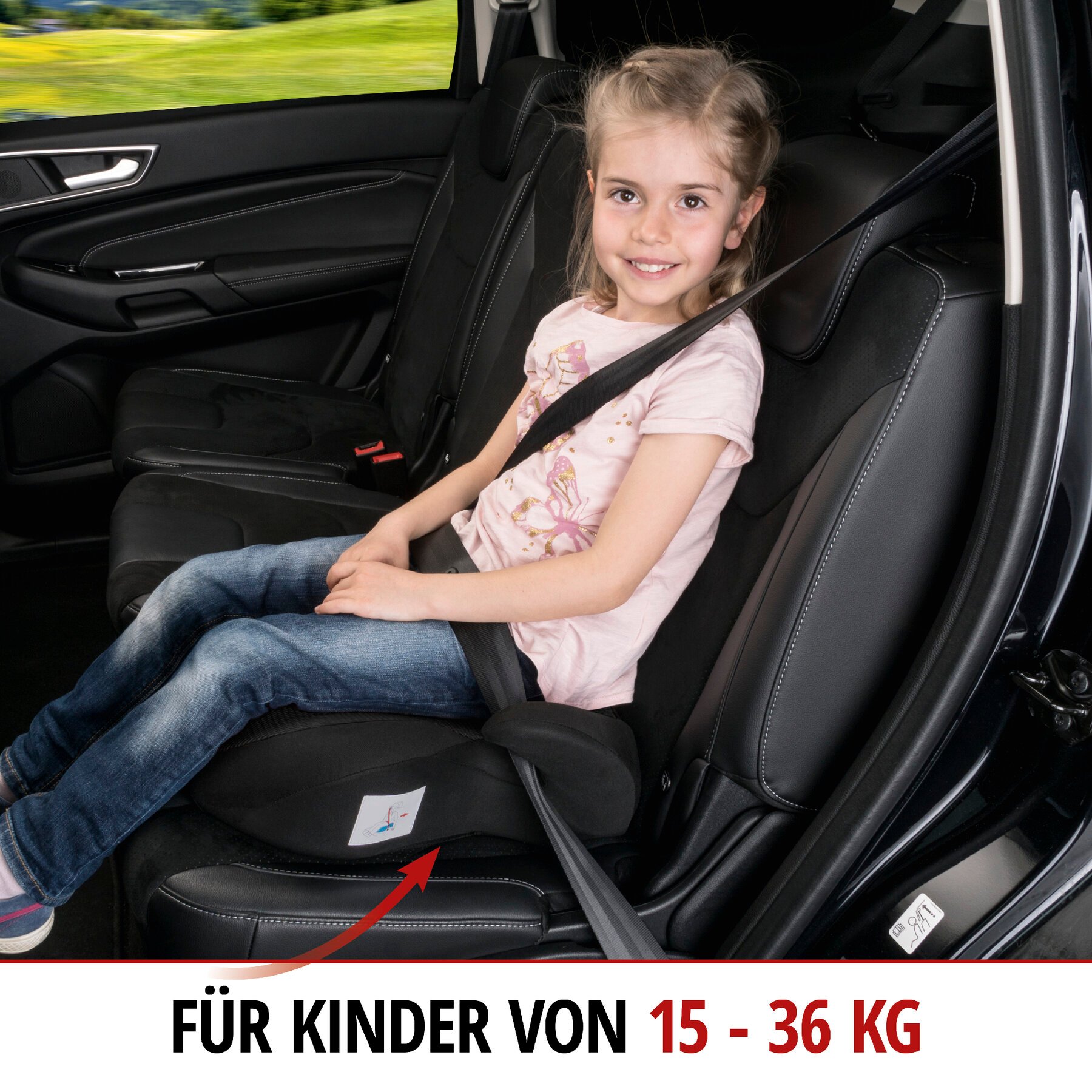 Kindersitzerhöhung Lino, Auto-Kindersitz ECE 44/04 geprüft schwarz