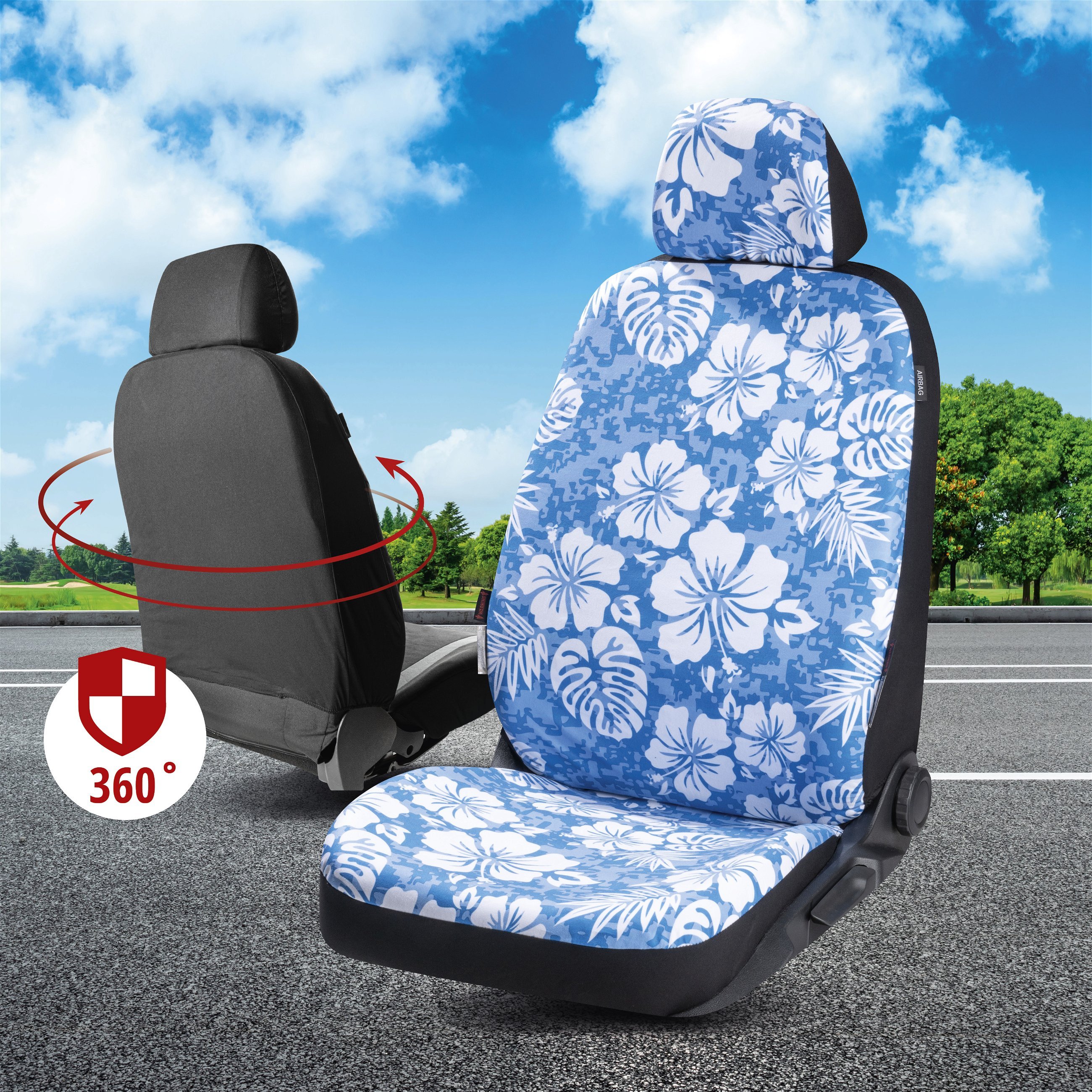 Car seat cover Tropical Hawaii for 1 front seat, single seat cover