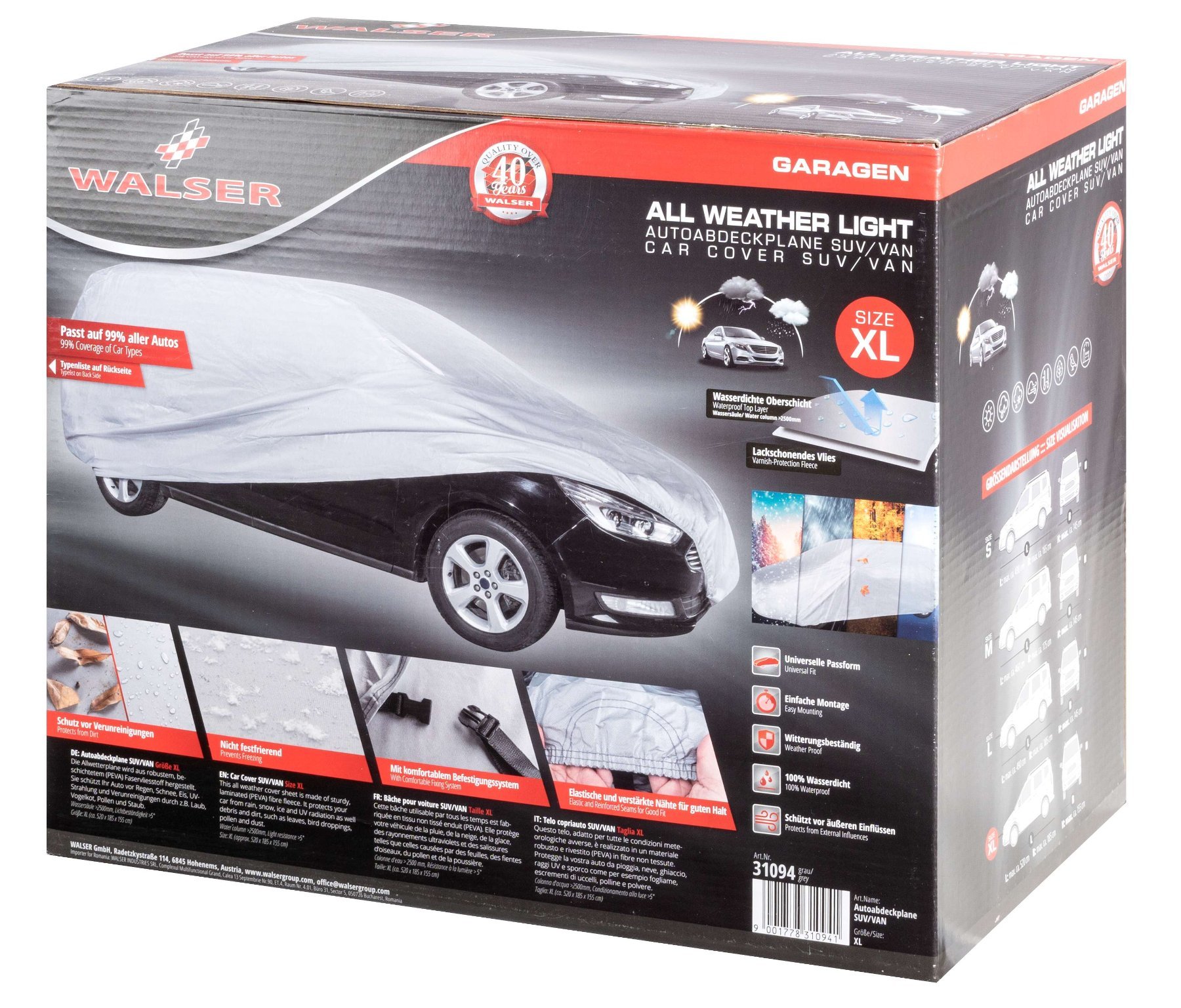 Telone protettivo All Weather Light SUV full garage dimensioni XL grigio chiaro