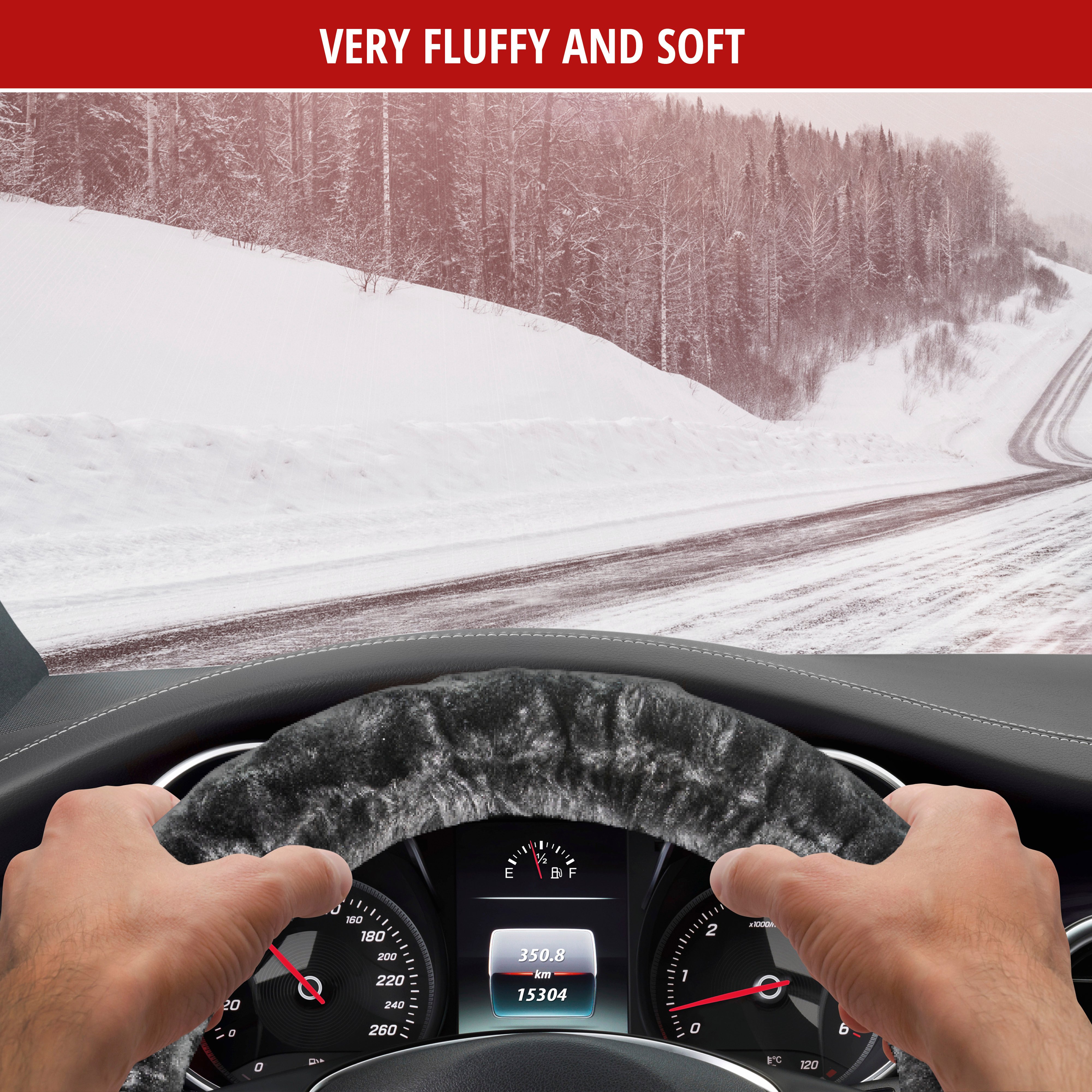 Steering wheel cover Teddy Plush faux fur vegan anthracite
