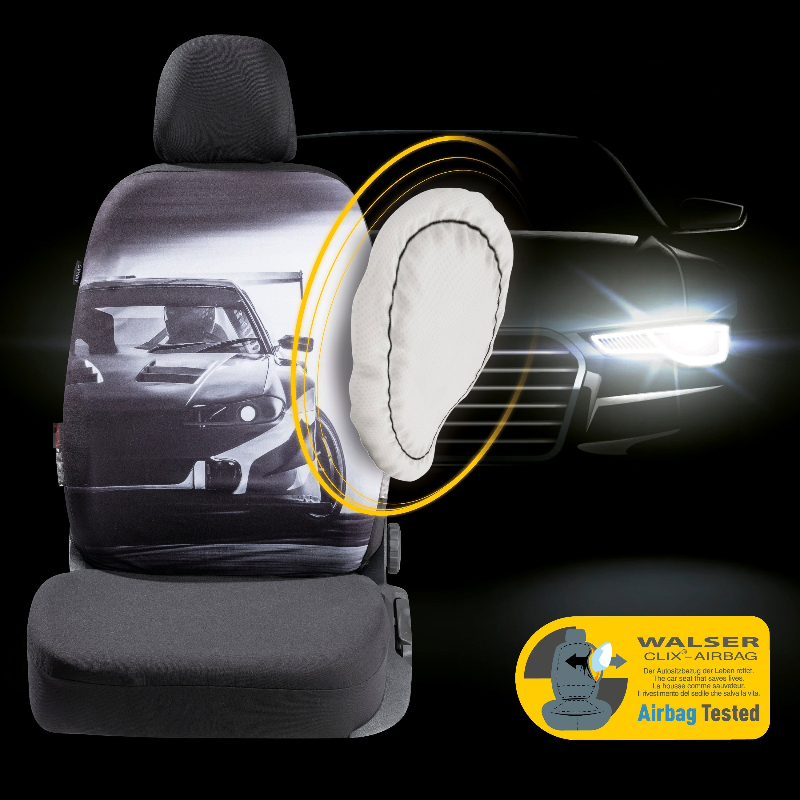 Car seat cover Race for 1 front seat, single seat cover