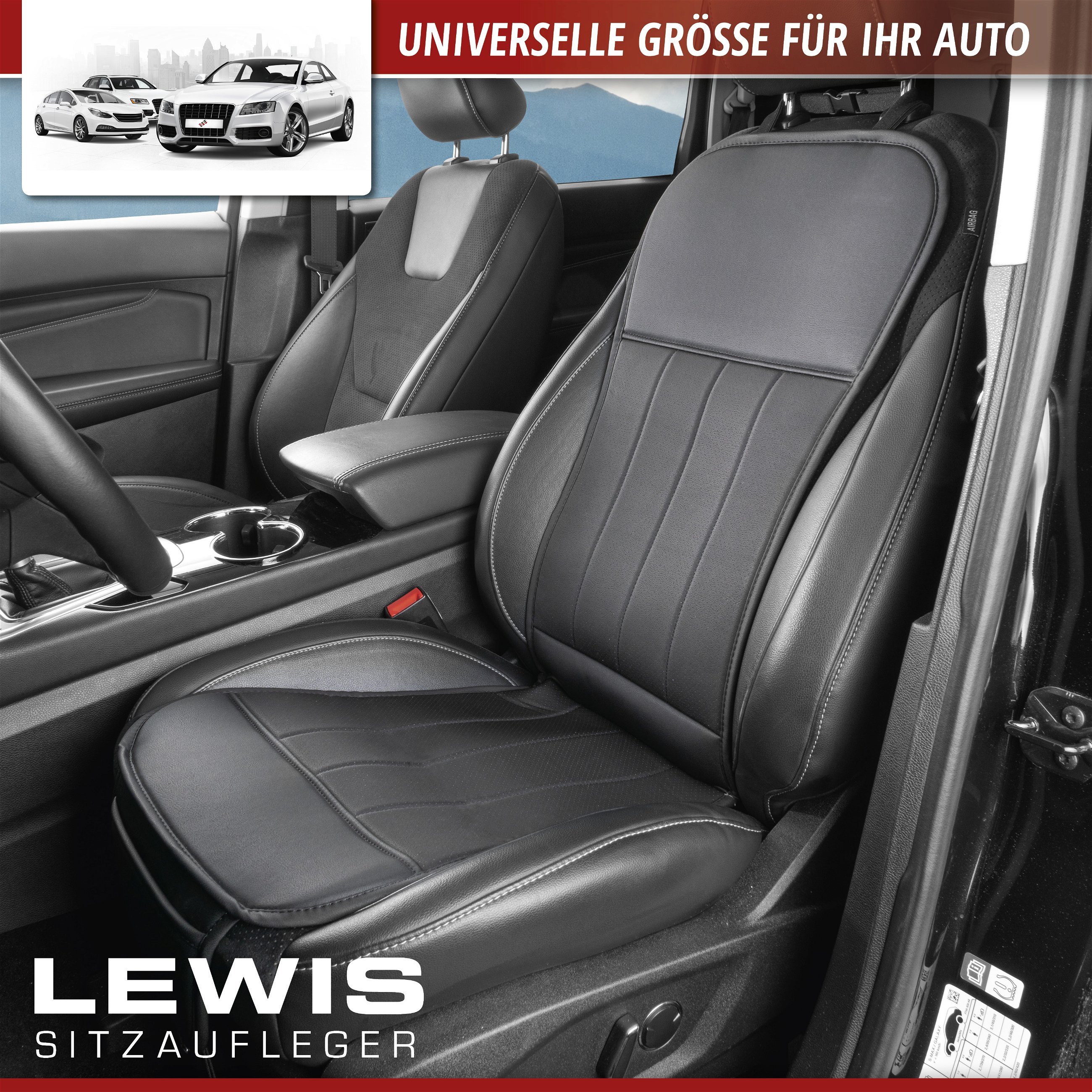 PKW Sitzauflage Lewis, Auto-Sitzaufleger schwarz