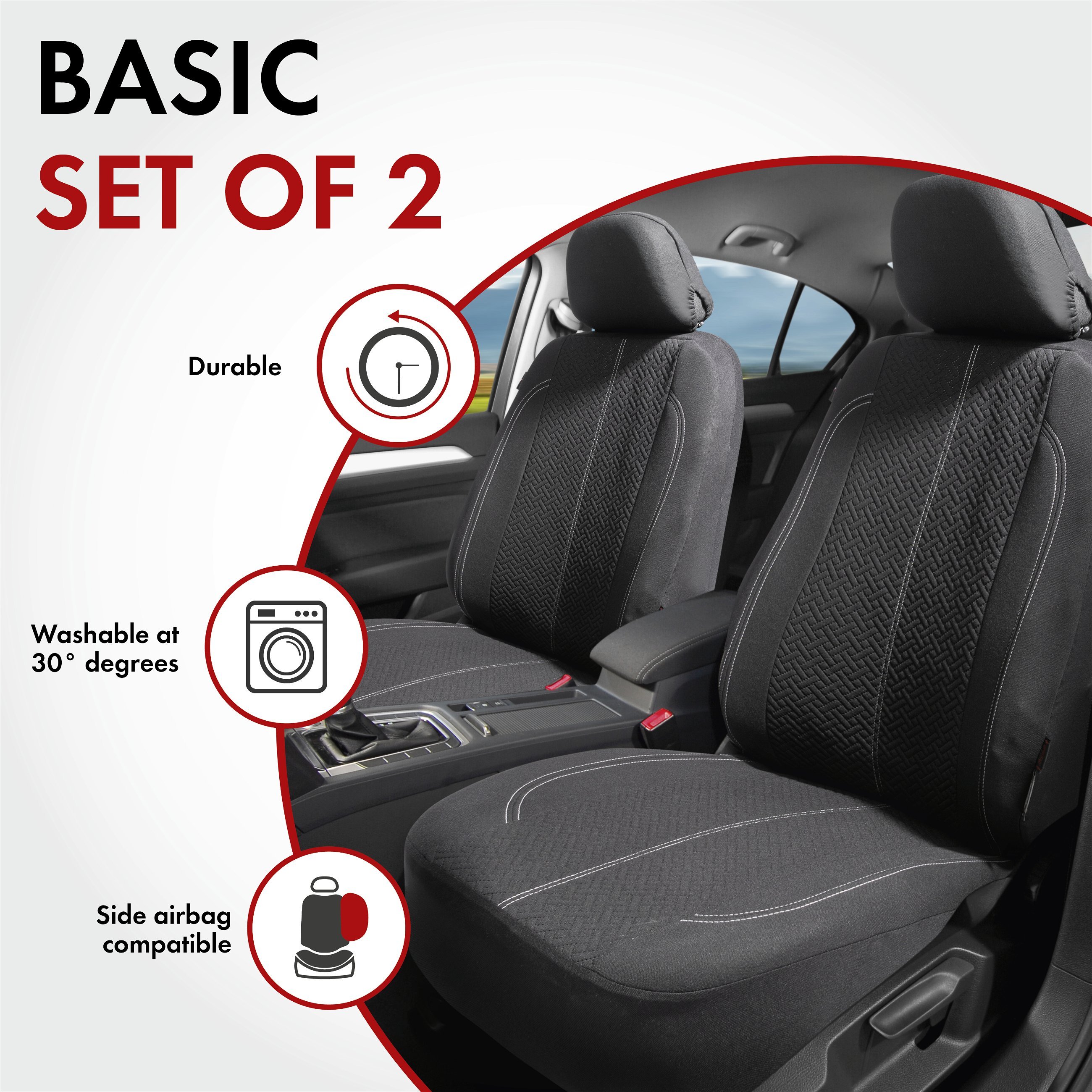 ZIPP IT Car seat covers Tratto for two front seats with zip-system black