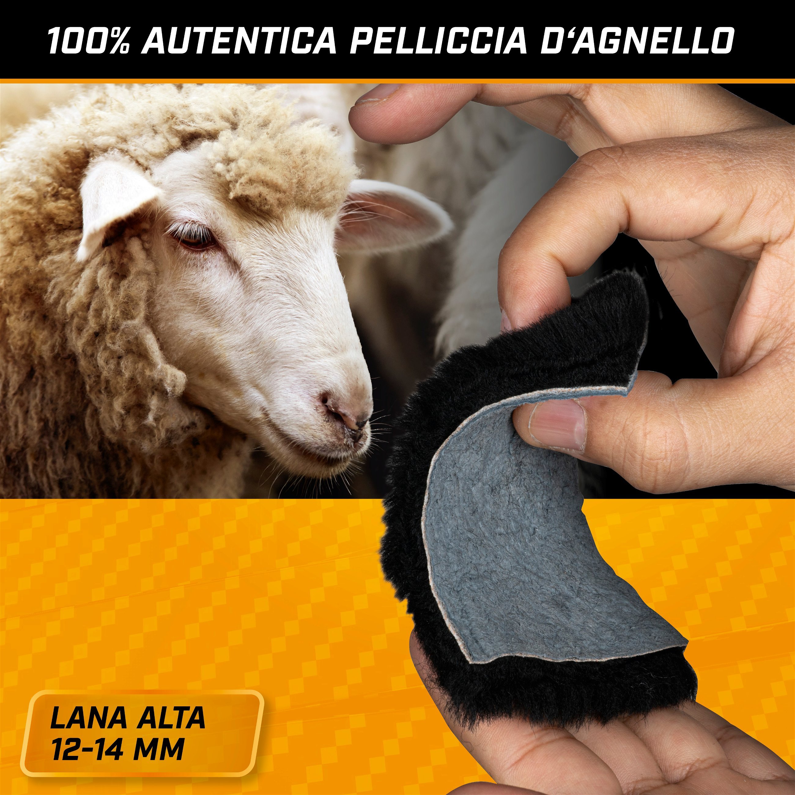 Coprisedili auto in pelle di agnello Cosmo nero 12-14mm altezza pelo