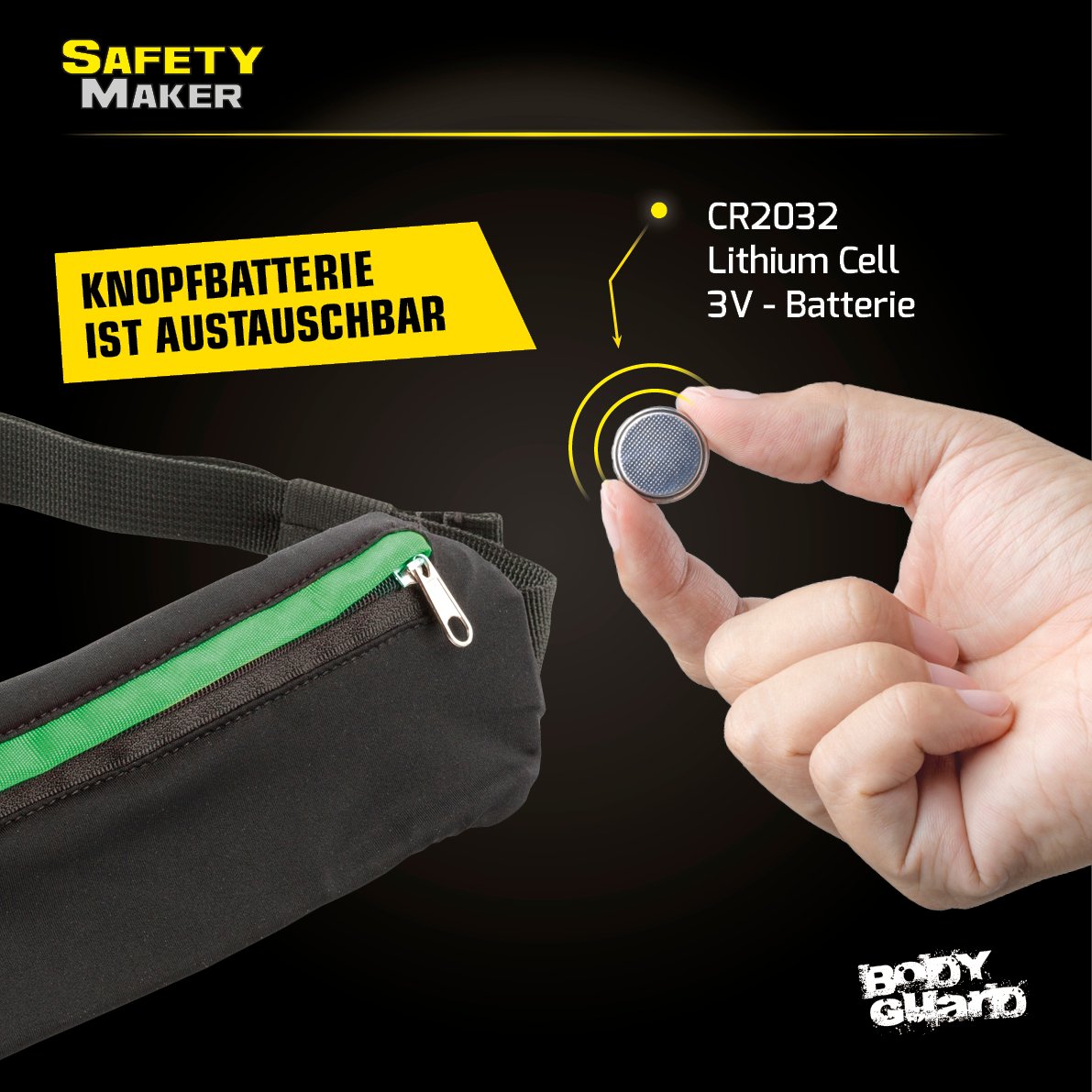 LED Gürteltasche schwarz grün
