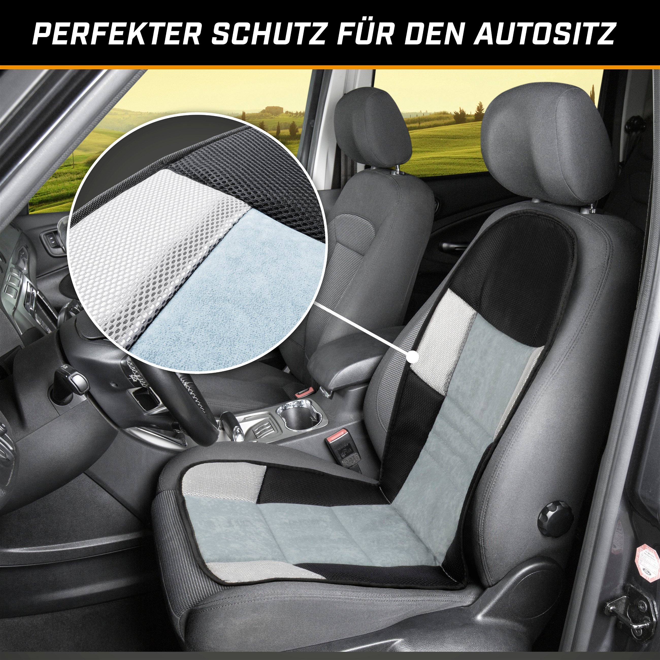 PKW Sitzauflage Hunt, Auto-Sitzaufleger silber