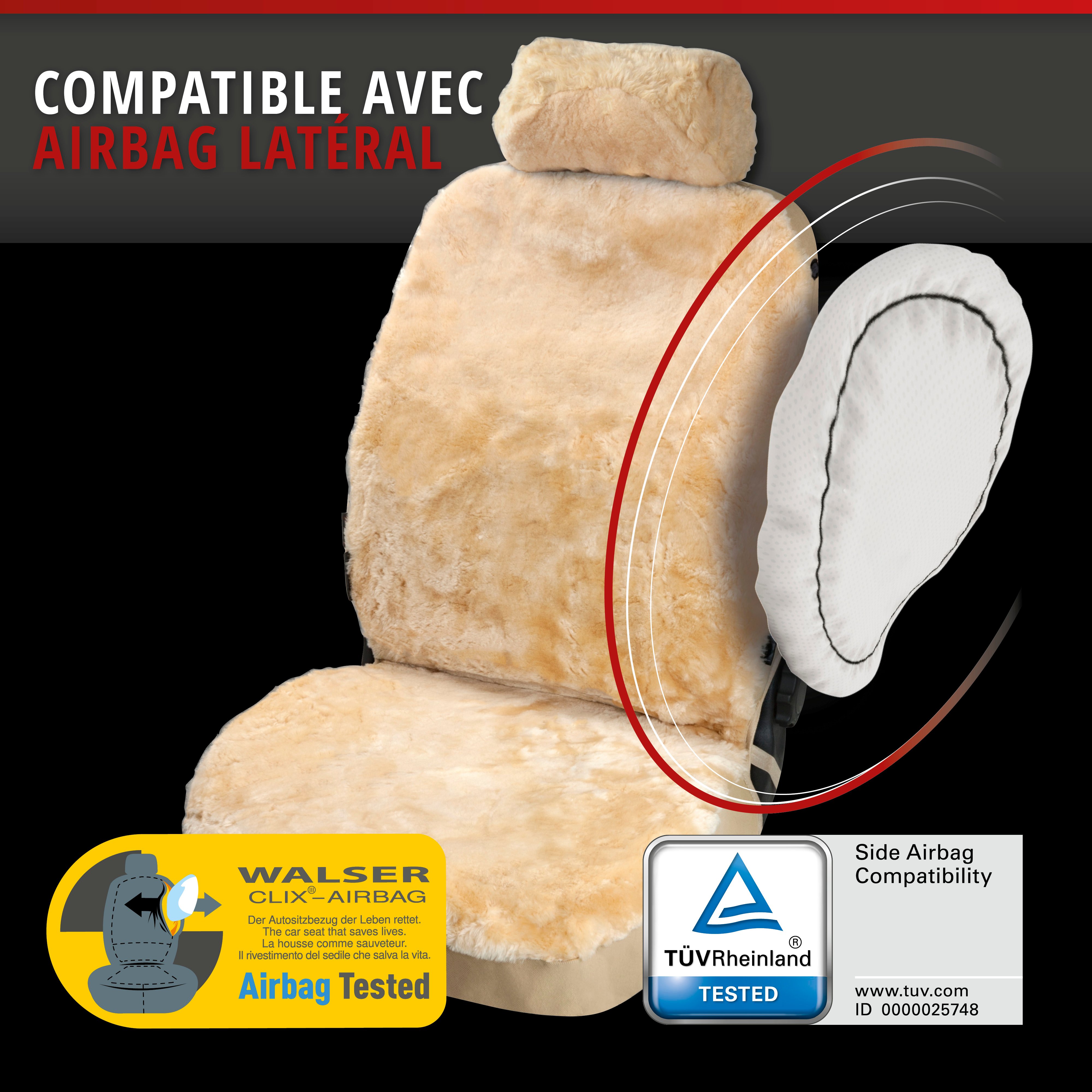 Housses de sièges Iva en agneau beige avec système informatique ZIPP