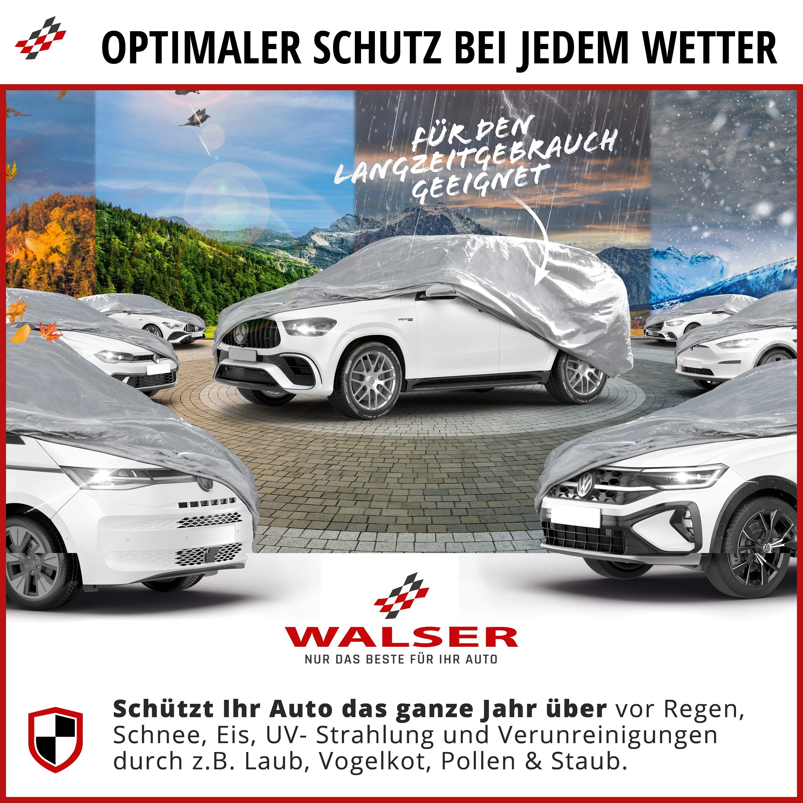 Abdeckplane Auto All Weather Basic, Autoplane Vollgarage SUV Größe L, Autoabdeckung silber