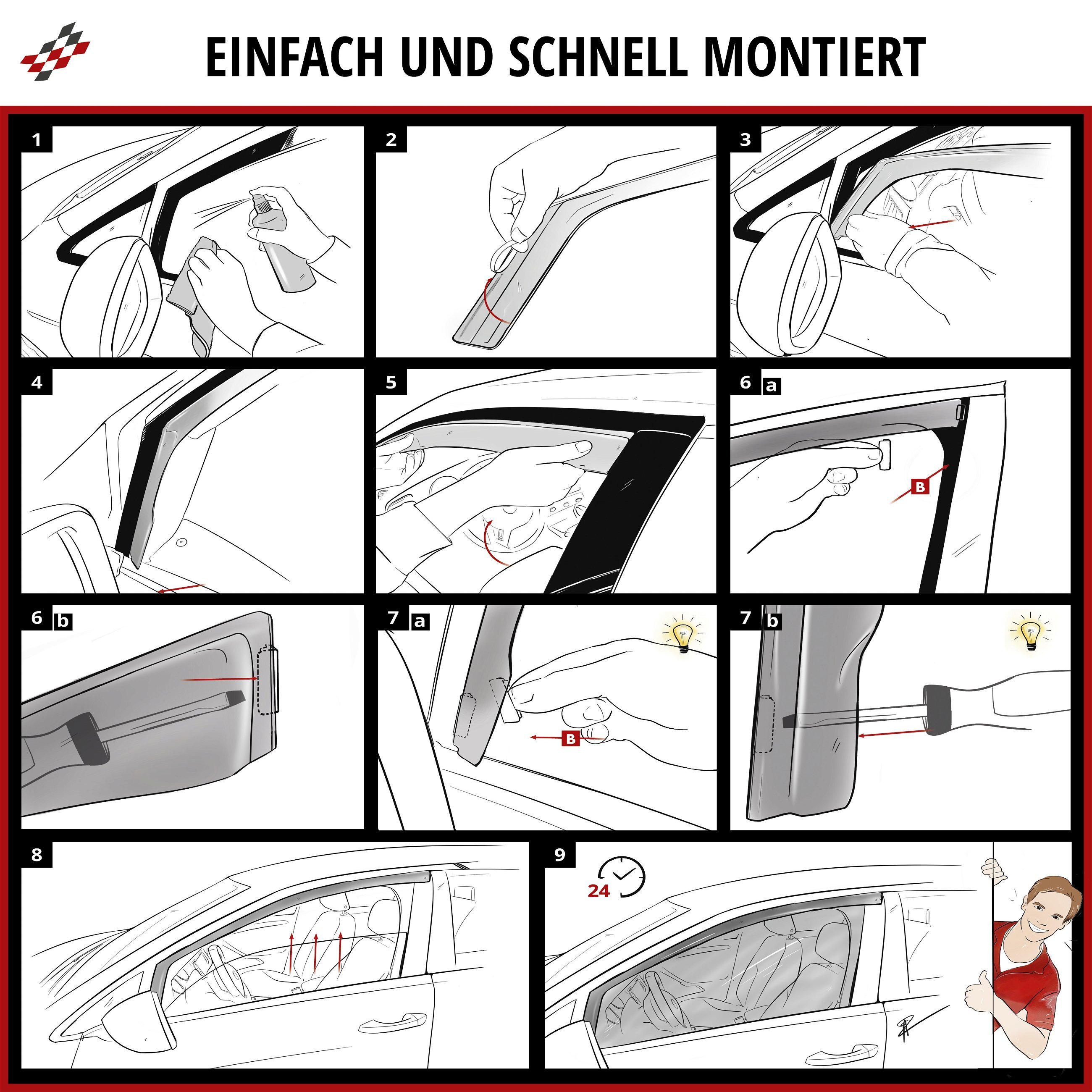 Windabweiser für VW T5/Multivan T5 04/2003-08/2015, T6 04/2015-Heute,  Passform Windabweiser Set für Fahrer- und Beifahrerseite, 2 Stück