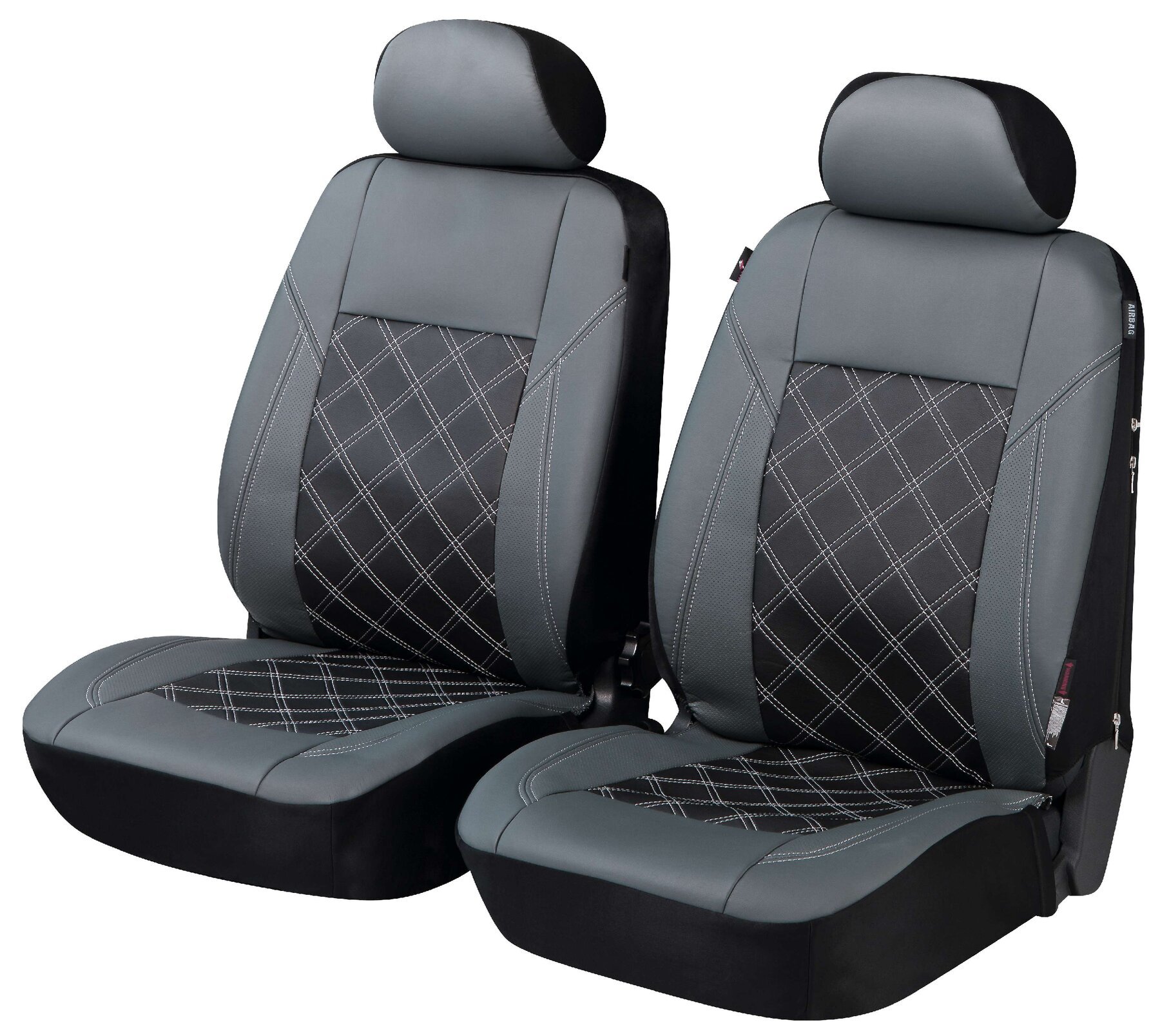 Autositzbezug ZIPP-IT Deluxe Durham, PKW-Schonbezüge aus Kunstleder für 2 Vordersitze mit Reißverschluss-System anthrazit