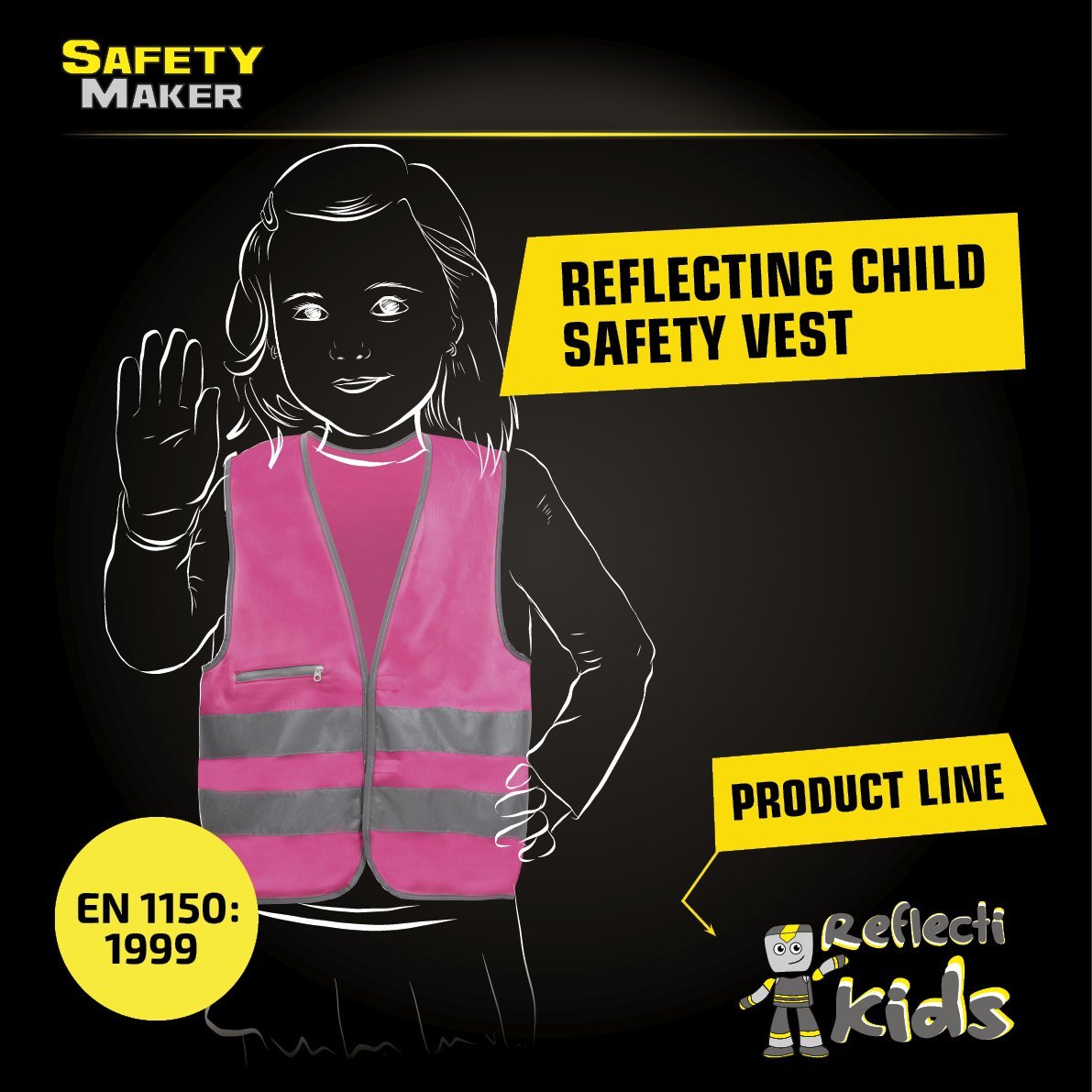 Safety vest 3-6 years pink