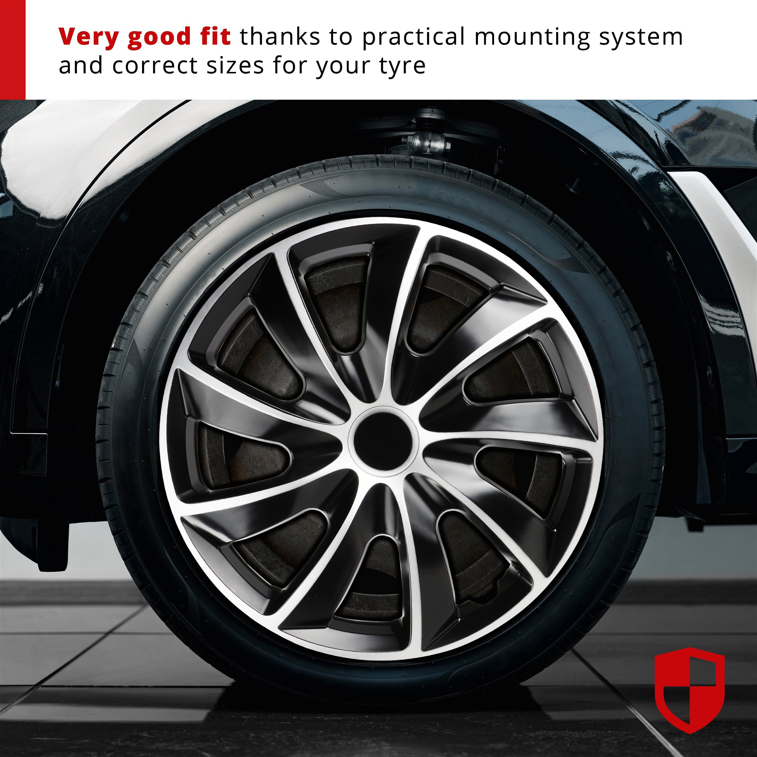 Wheel covers Aero Bicolor 15", 4 piece black/silver