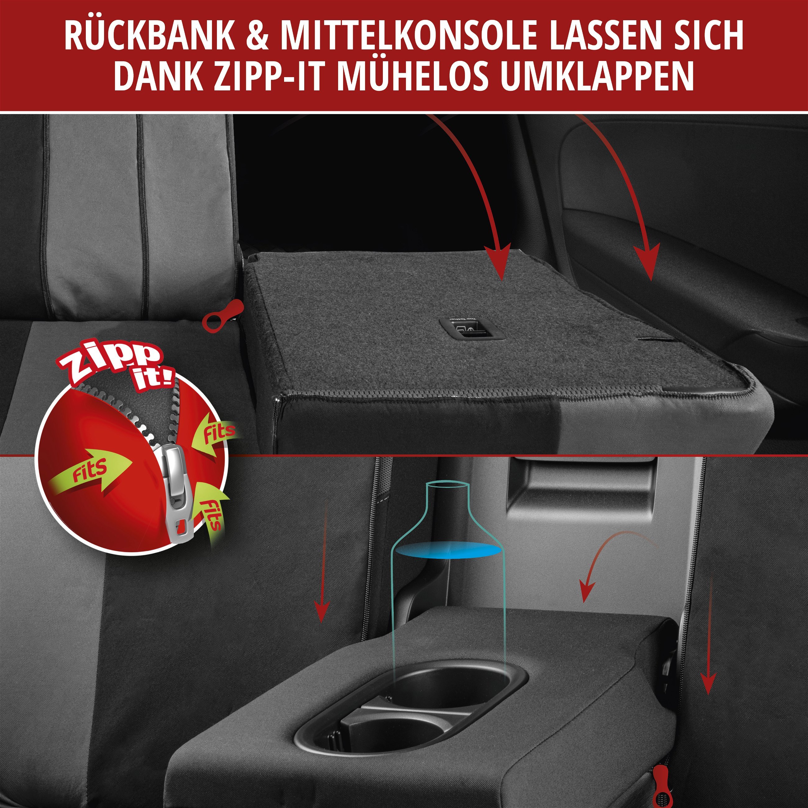 Autositzbezug Premium DotSpot, PKW-Schonbezüge Komplettset grau/schwarz