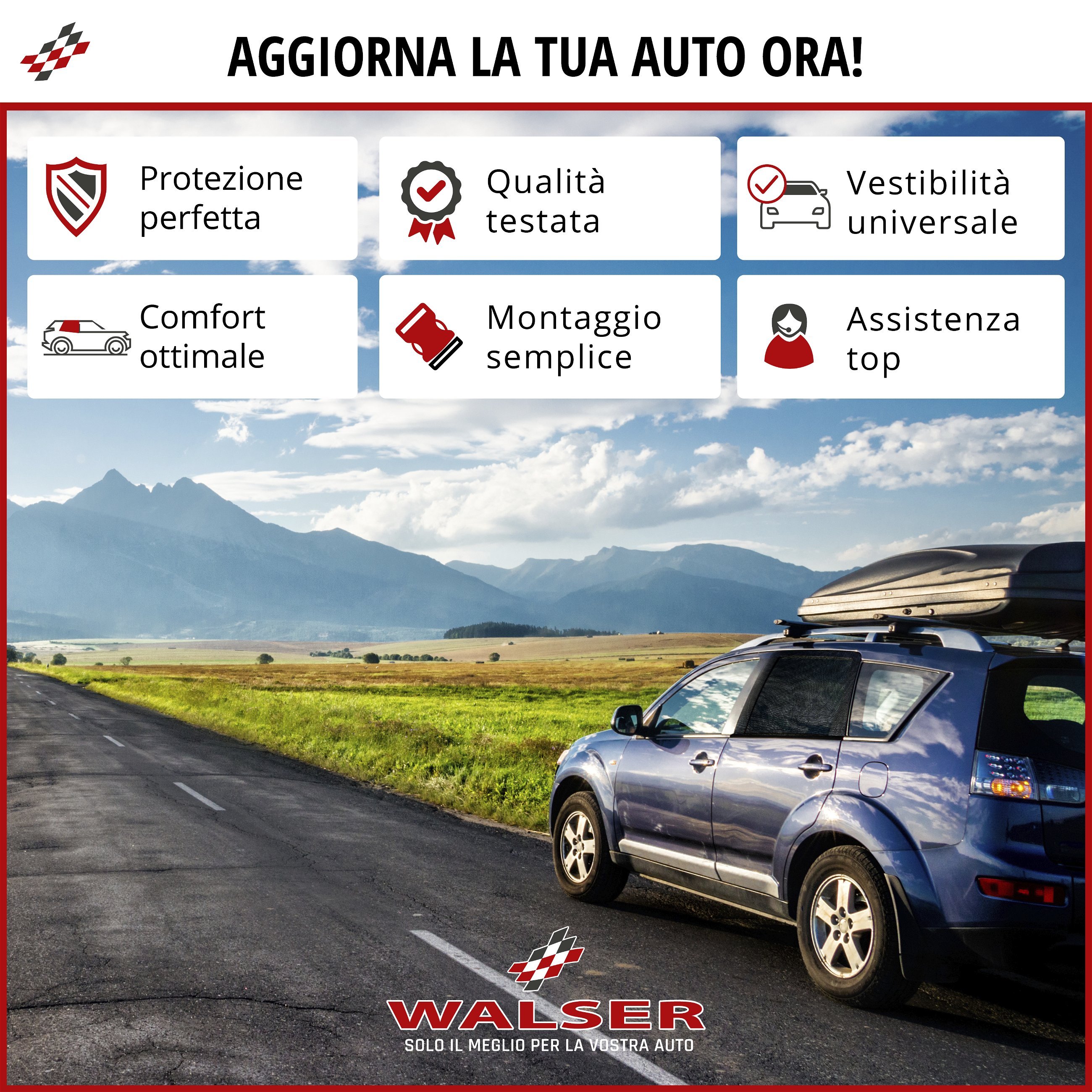 Calza di protezione solare per finestrini Premium, set di 2 parasole per finestrini laterali, protezione solare per auto, nero